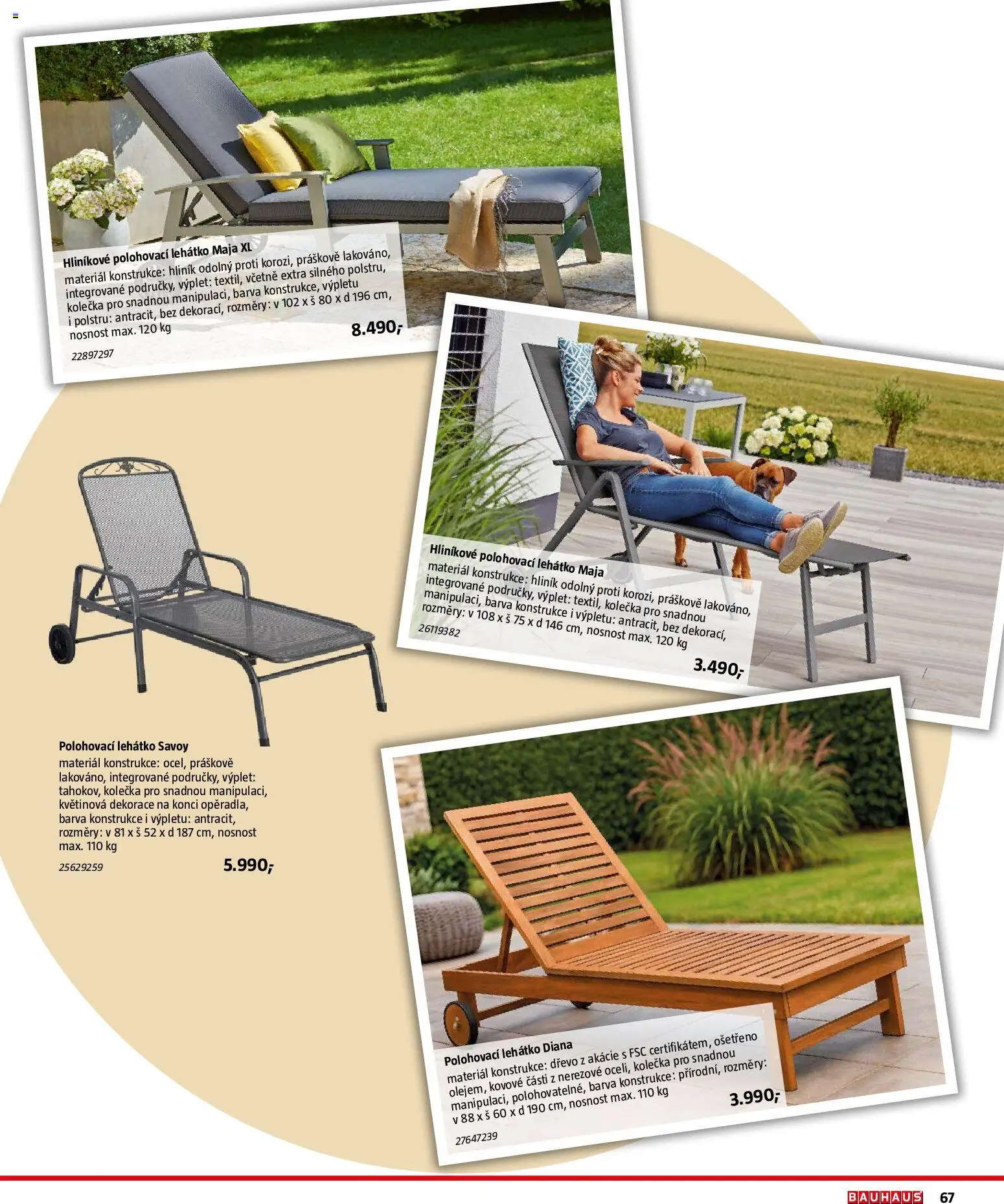Bauhaus katalog Záhradní nábytek od 08.04.2026 | Strana: 67 | Produkty: Lehátko, Dekorace