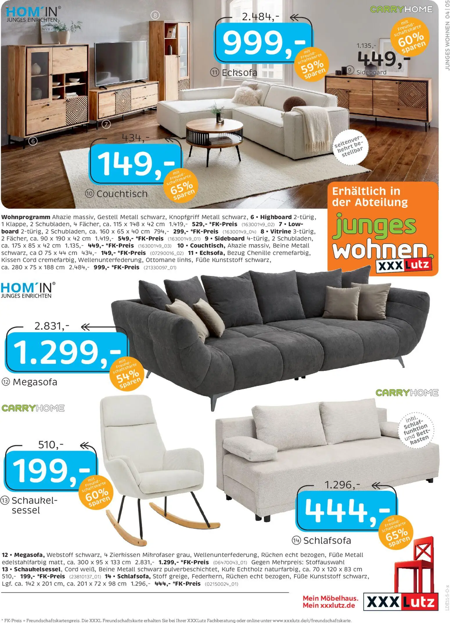 XXXL Lutz Restaurantgutscheine – gültig ab 26.10.2025 | Seite: 9 | Produkte: Schlafsofa, Bett, Vitrine, Couchtisch
