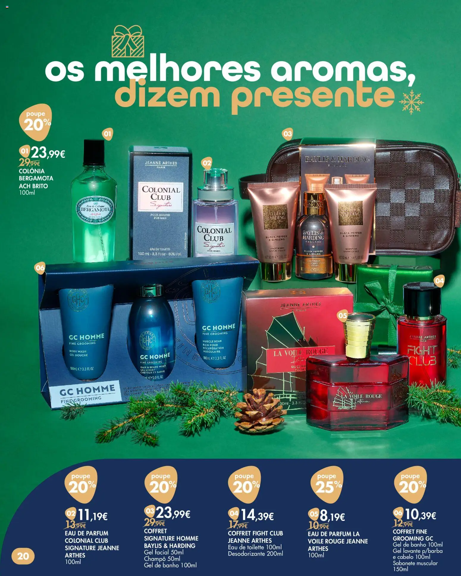 Pingo Doce Bem Estar Natal Lojas │ válido de 18.11.2025 | Página: 20 | Produtos: Eau de toilette, Shampoo, Gel de banho, Desodorizante