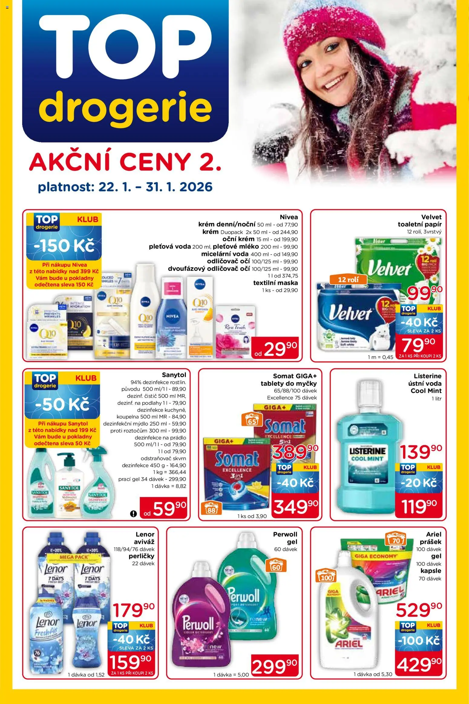 Top drogerie leták od 22.01.2026 | Strana: 1 | Produkty: Nivea, Mléko, Toaletní papír, Odličovač očí