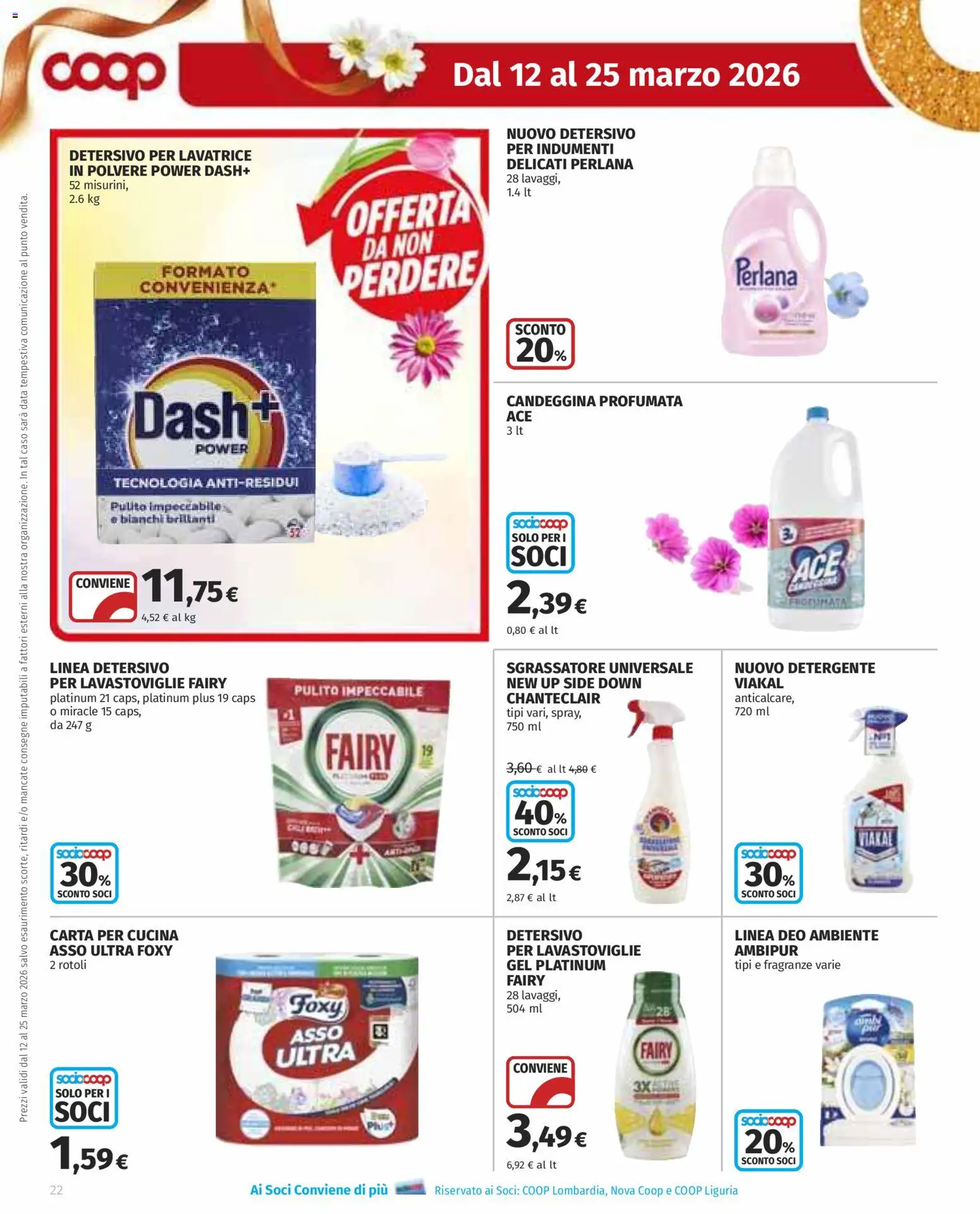 Volantino COOP del 12.03.2026 | Pagina: 22 | Prodotti: Detergente, Sgrassatore, Lavatrice, Lavastoviglie