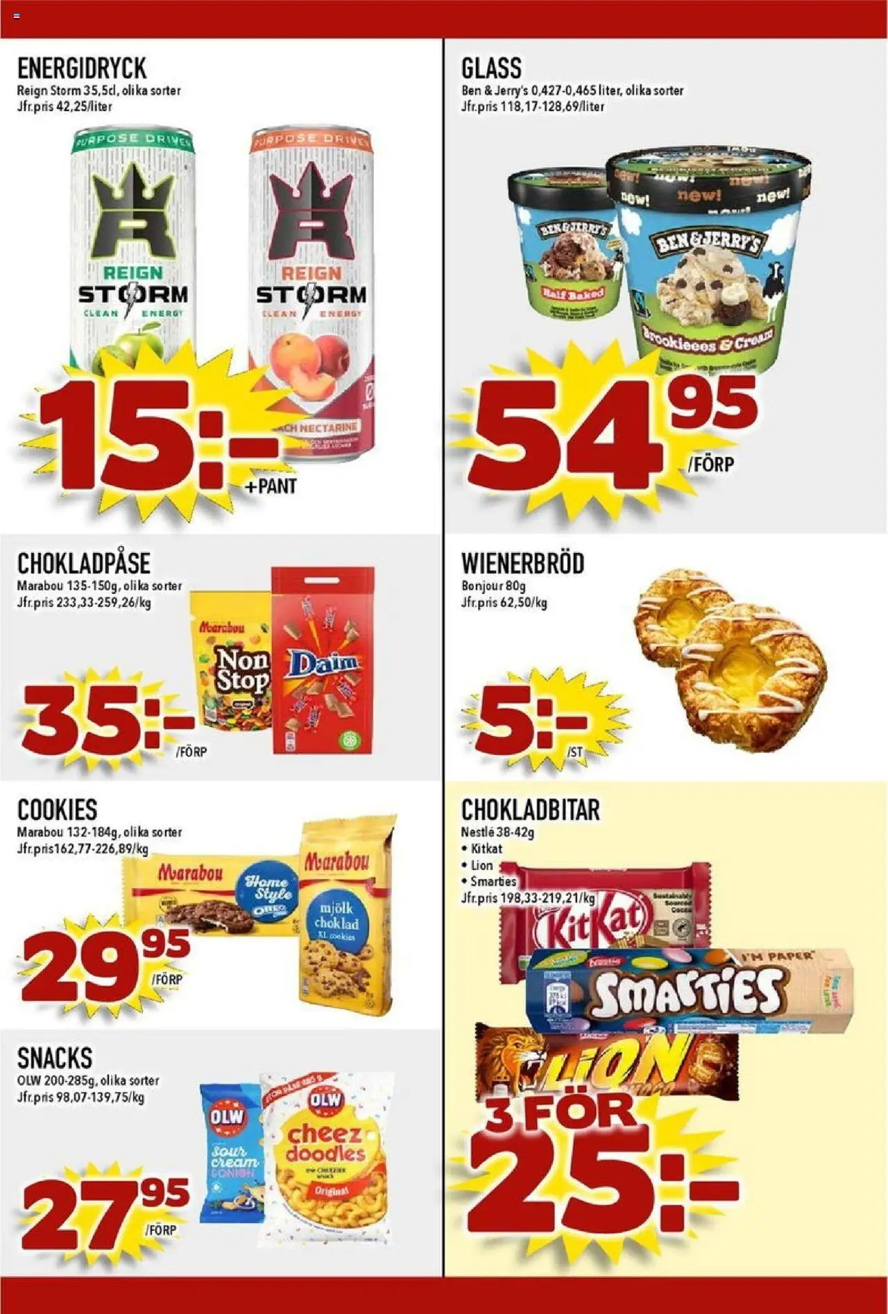 Matdax reklamblad aktuell från 13.10.2025 | Sida: 23 | Produkter: Oreo, Choklad, Energidryck, Glass