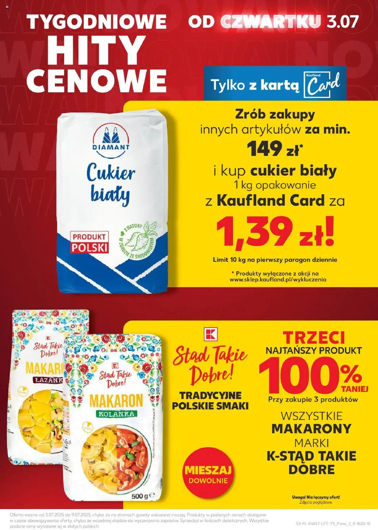 Kaufland gazetka od 03.07.2025 | Strona: 3 | Produkty: Karta, Cukier biały, Makarony, Cukier