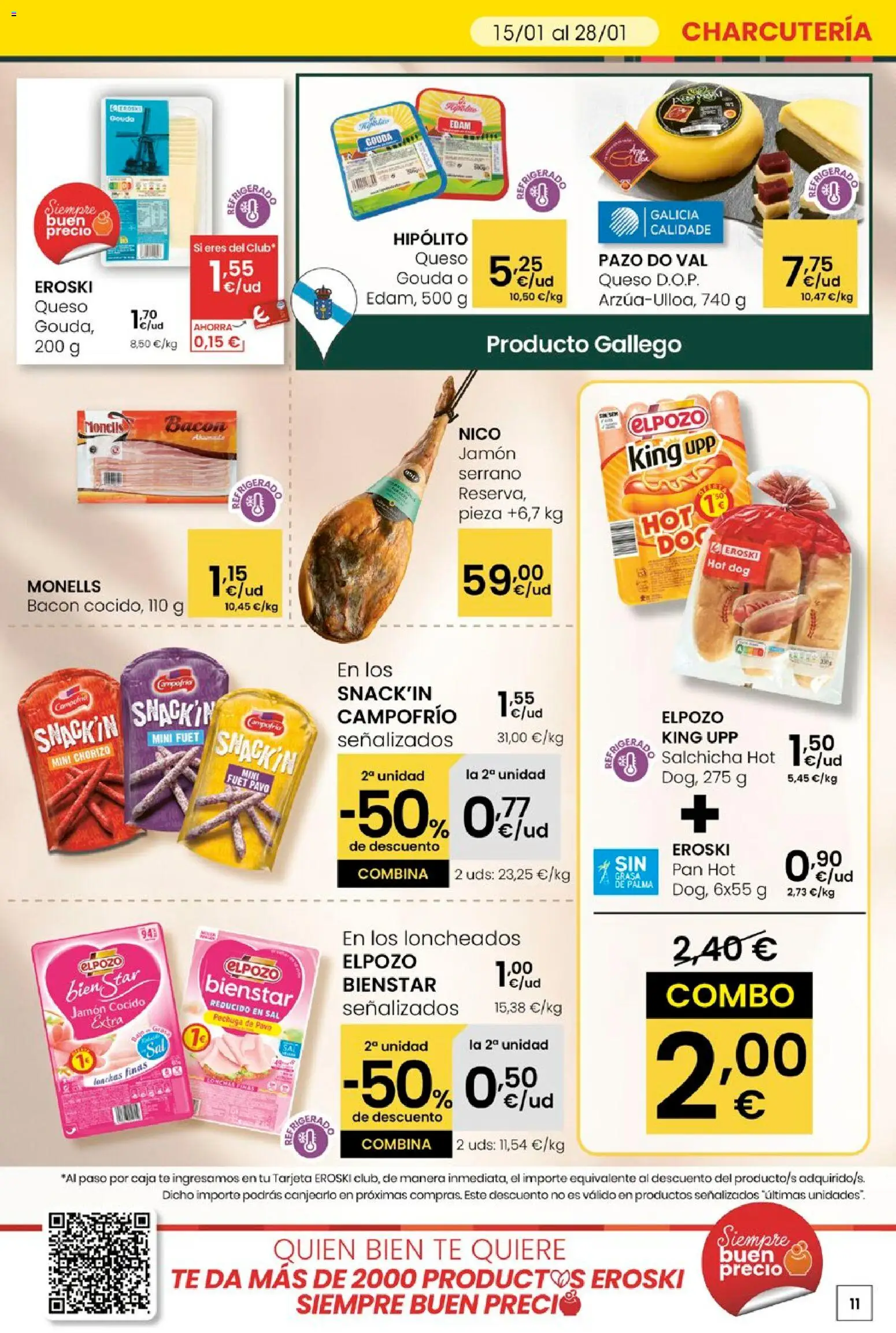 Eroski - Quen ben te quere farache aforrar │ válido desde el 15.01.2026 | Página: 11 | Productos: Queso, Pan, Té, Caja