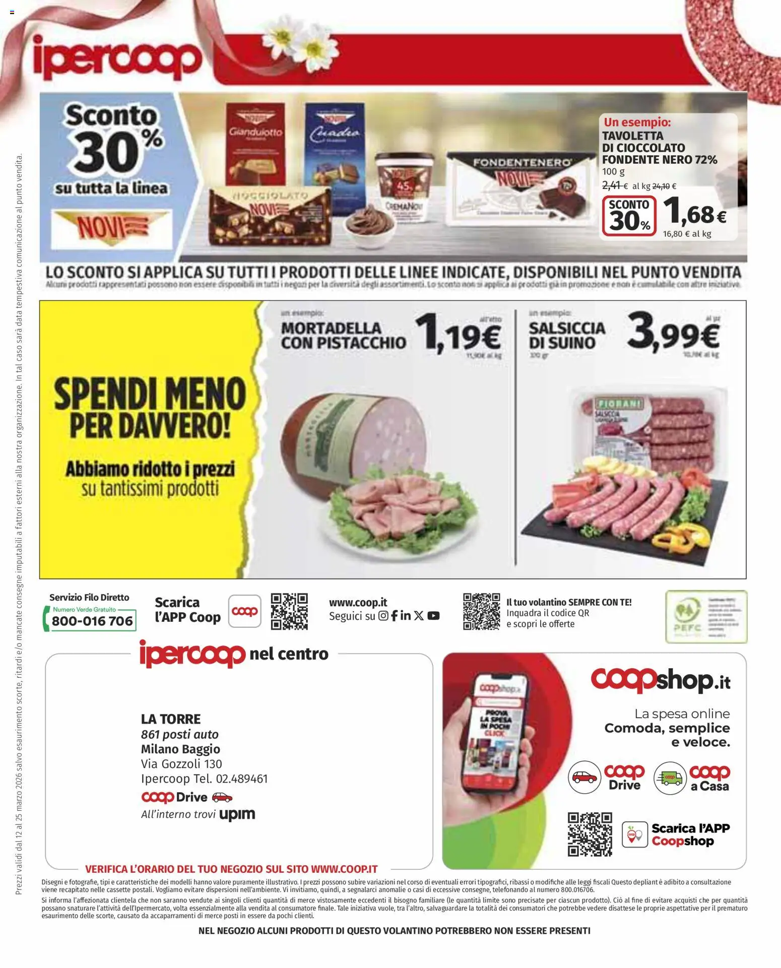Volantino Ipercoop del 12.03.2026 | Pagina: 46 | Prodotti: Cioccolato, Suino, Salsiccia, Mortadella