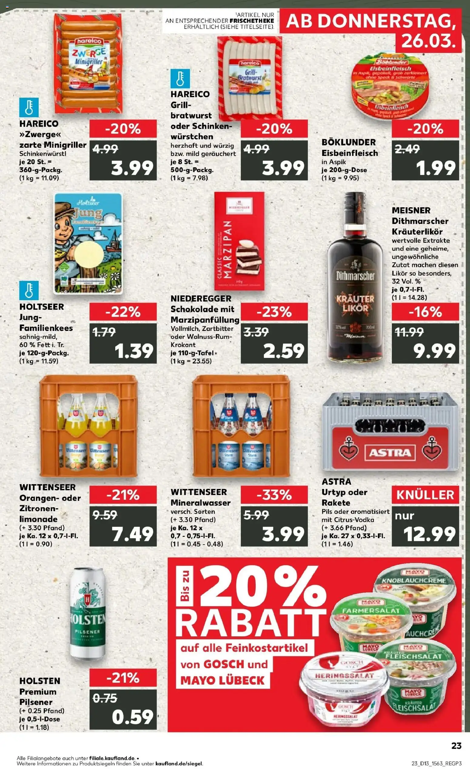 Kaufland Prospekt Kiel	 – gültig ab 26.03.2026 | Seite: 23 | Produkte: Astra, Limonade, Holsten, Schinken