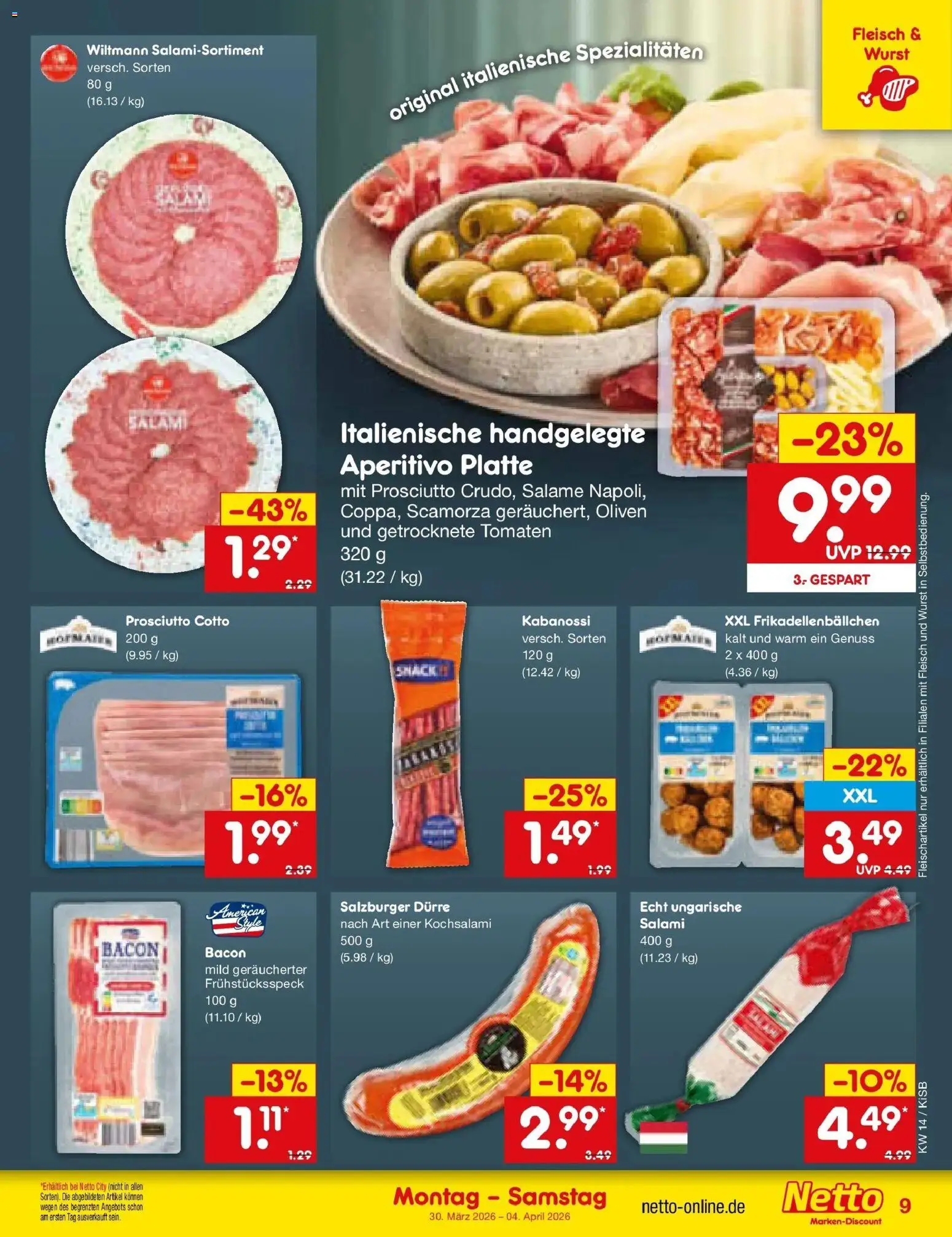 Netto Marken-Discount Prospekt Oberhaid	 – gültig ab 30.03.2026 | Seite: 9 | Produkte: Tomaten, Wurst, Salami, Fleisch