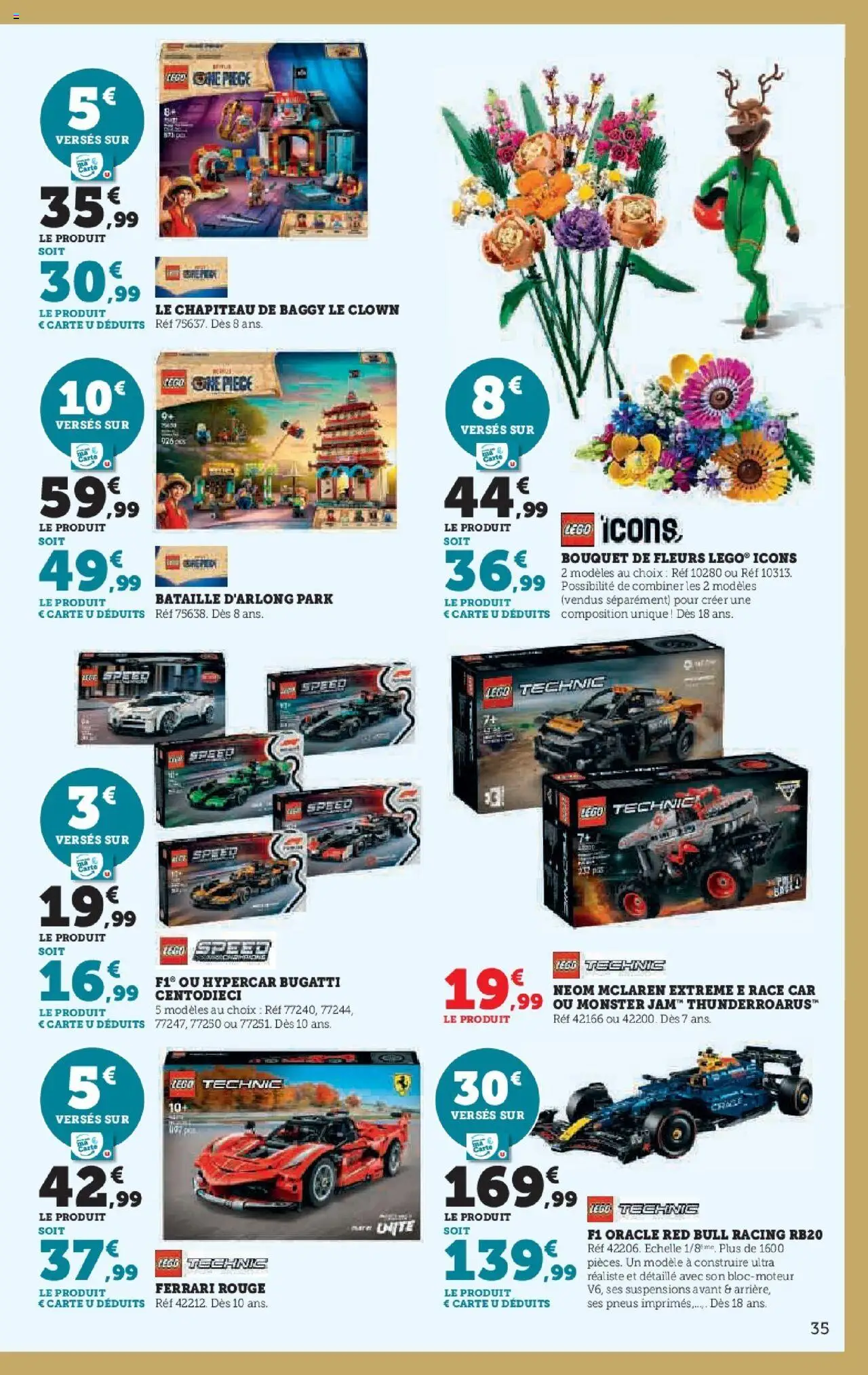 {H1} | Page: 35 | Produits: Légo, Pneus, Bouquet de fleurs, Red bull