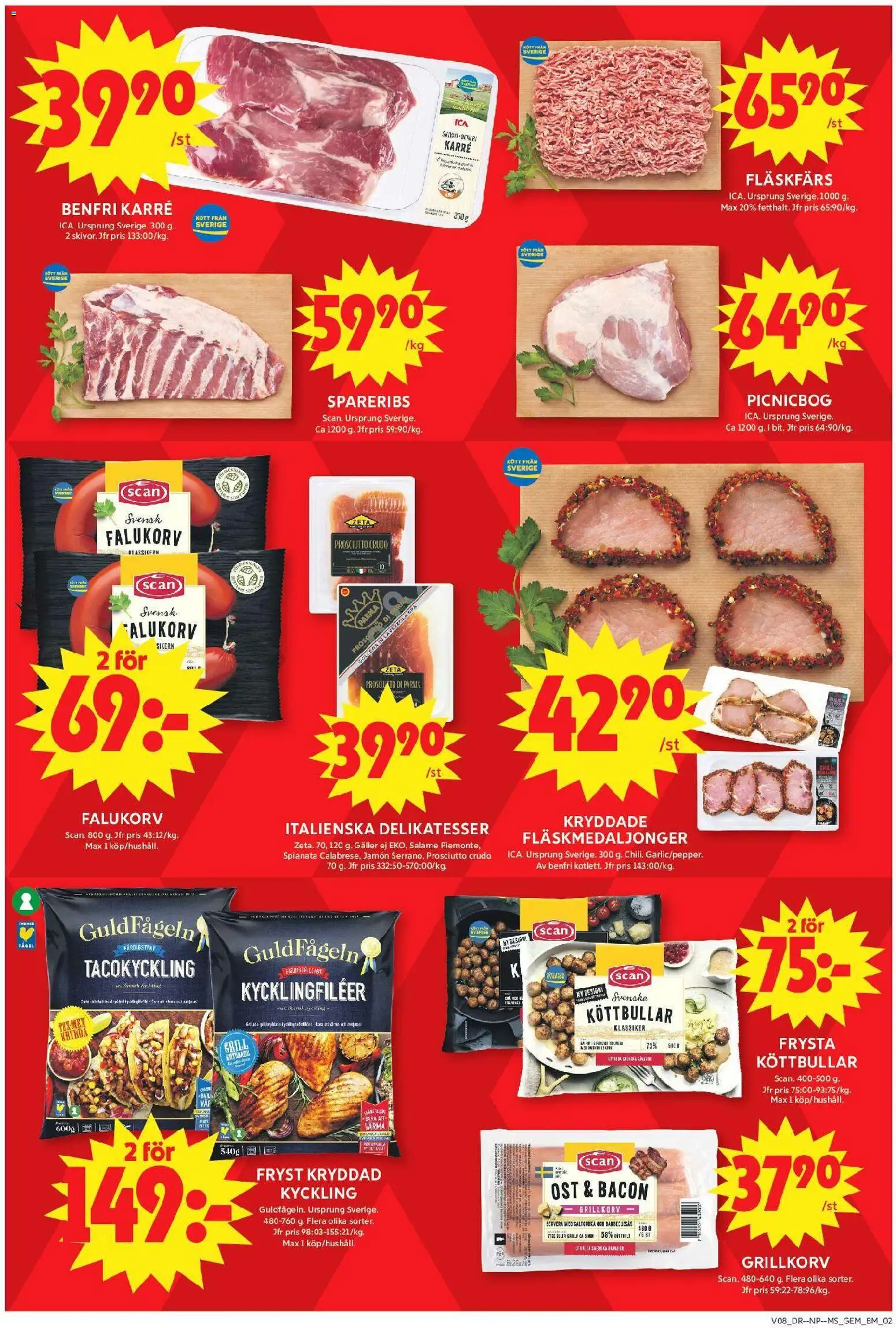 ICA Maxi reklamblad aktuell från 16.02.2026 | Sida: 4 | Produkter: Köttbullar, Galler, Grillkorv, Ost