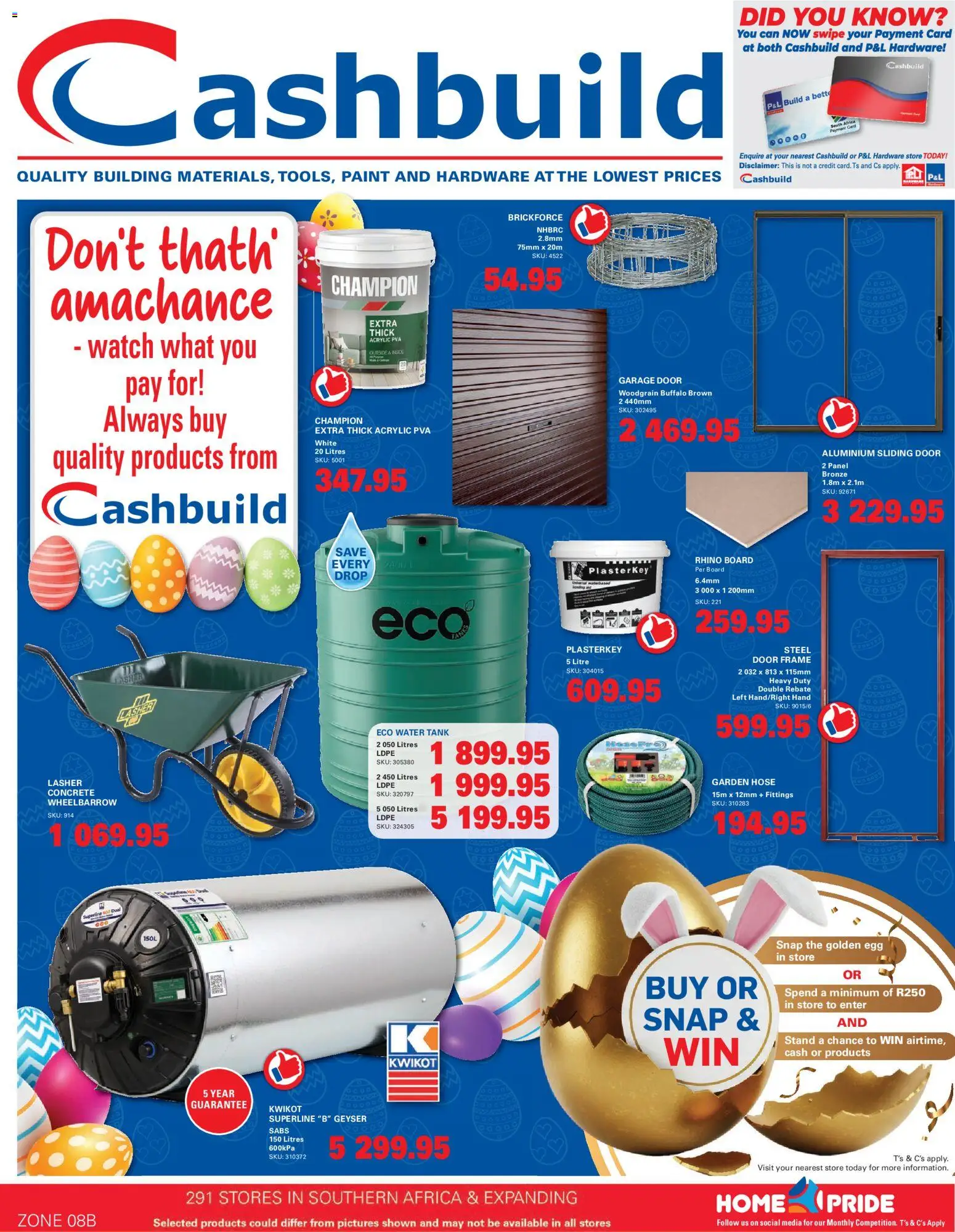 New Cashbuild catalogue – valid from 23.03.2026 | Page: 1 | Products: Watch, Door frame, Wheelbarrow, Garden hose