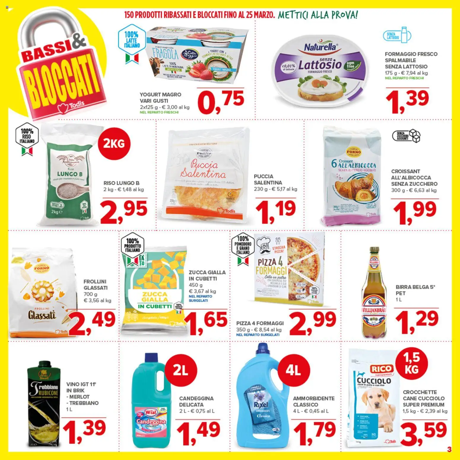 Volantino Todis del 05.02.2026 | Pagina: 3 | Prodotti: Birra, Ammorbidente, Riso, Vino