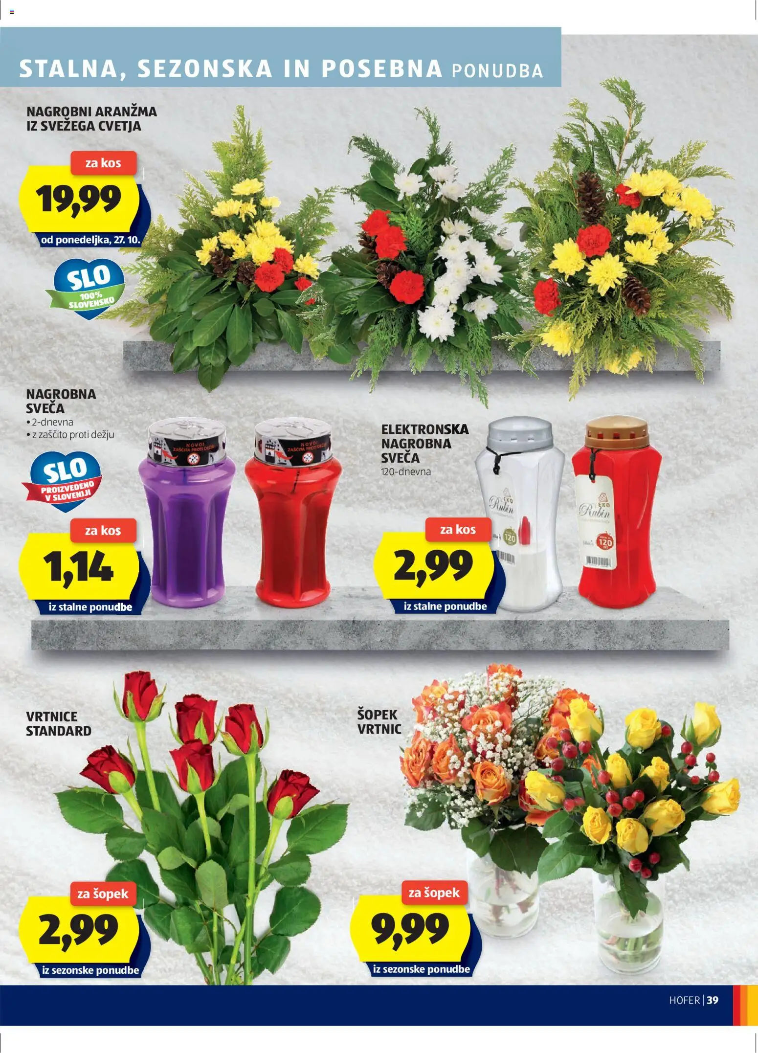 Novi Hofer katalog ponudbe – veljaven od 23.10.2025 | Stran: 39 | Izdelki: Sveča, Šopek, Kos