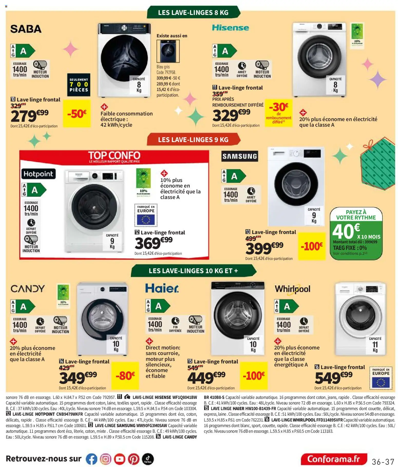 {H1} | Page: 37 | Produits: Lave linge