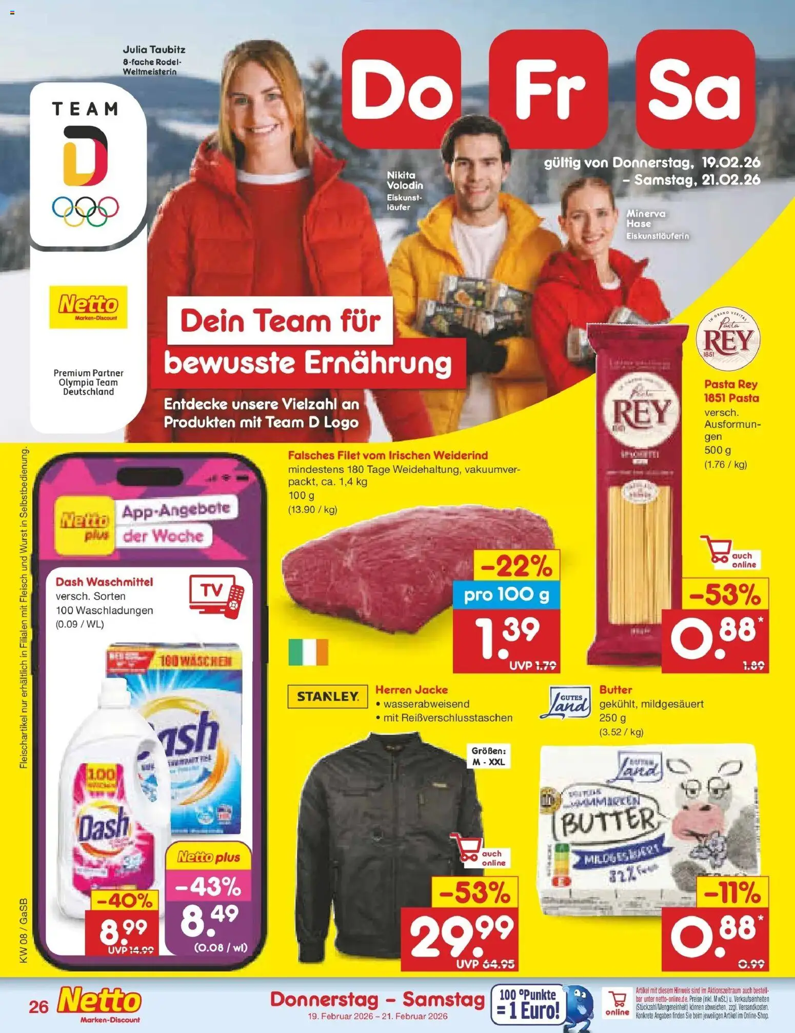 Netto Marken-Discount - Netto: Wochenangebote – gültig ab 16.02.2026 | Seite: 40 | Produkte: Butter, Wurst, Pasta, Fleisch