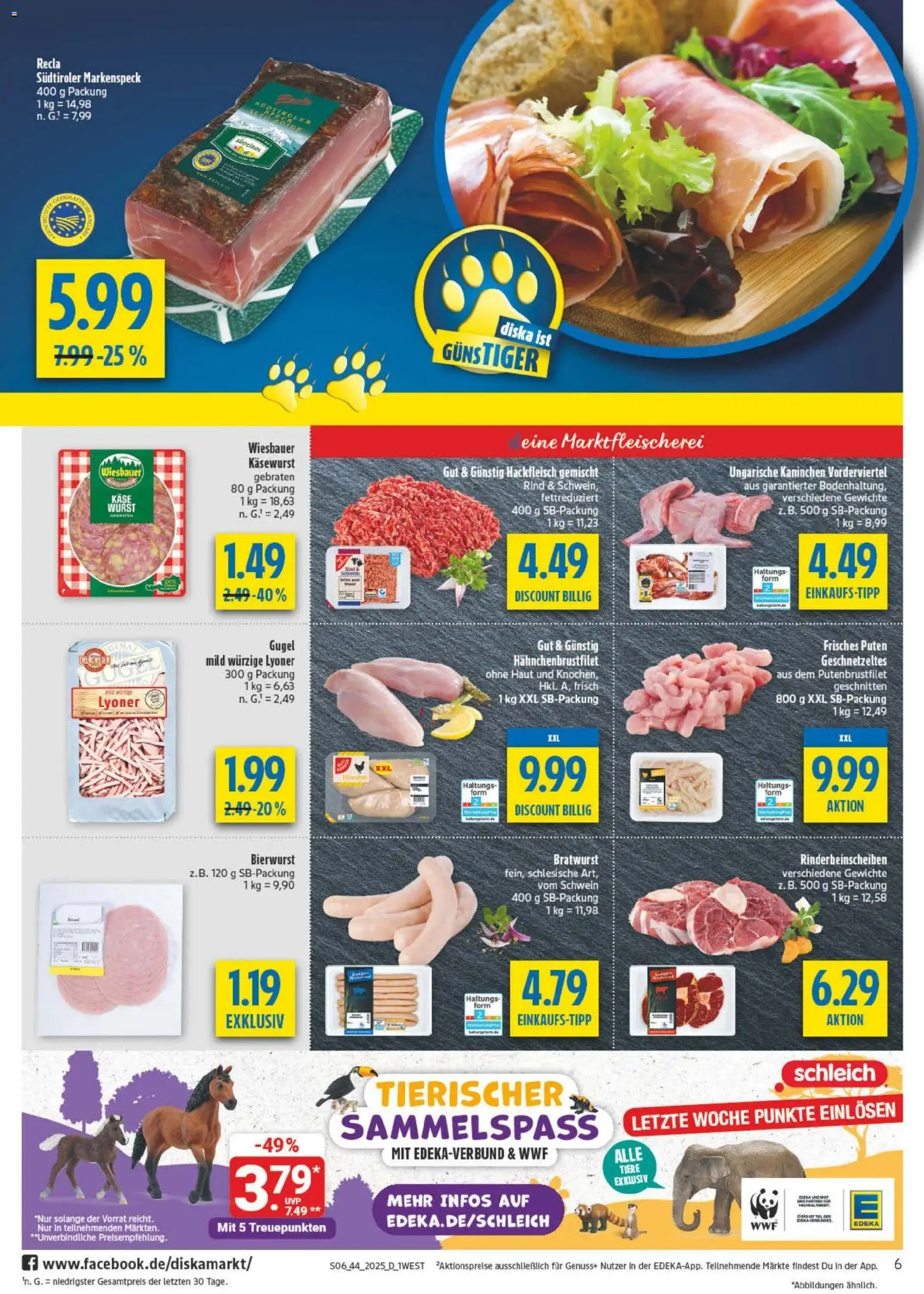 Diska - Diska Angebote Bayern KW44 – gültig ab 27.10.2025 | Seite: 6 | Produkte: Käse, Kaninchen, Wurst, Hackfleisch