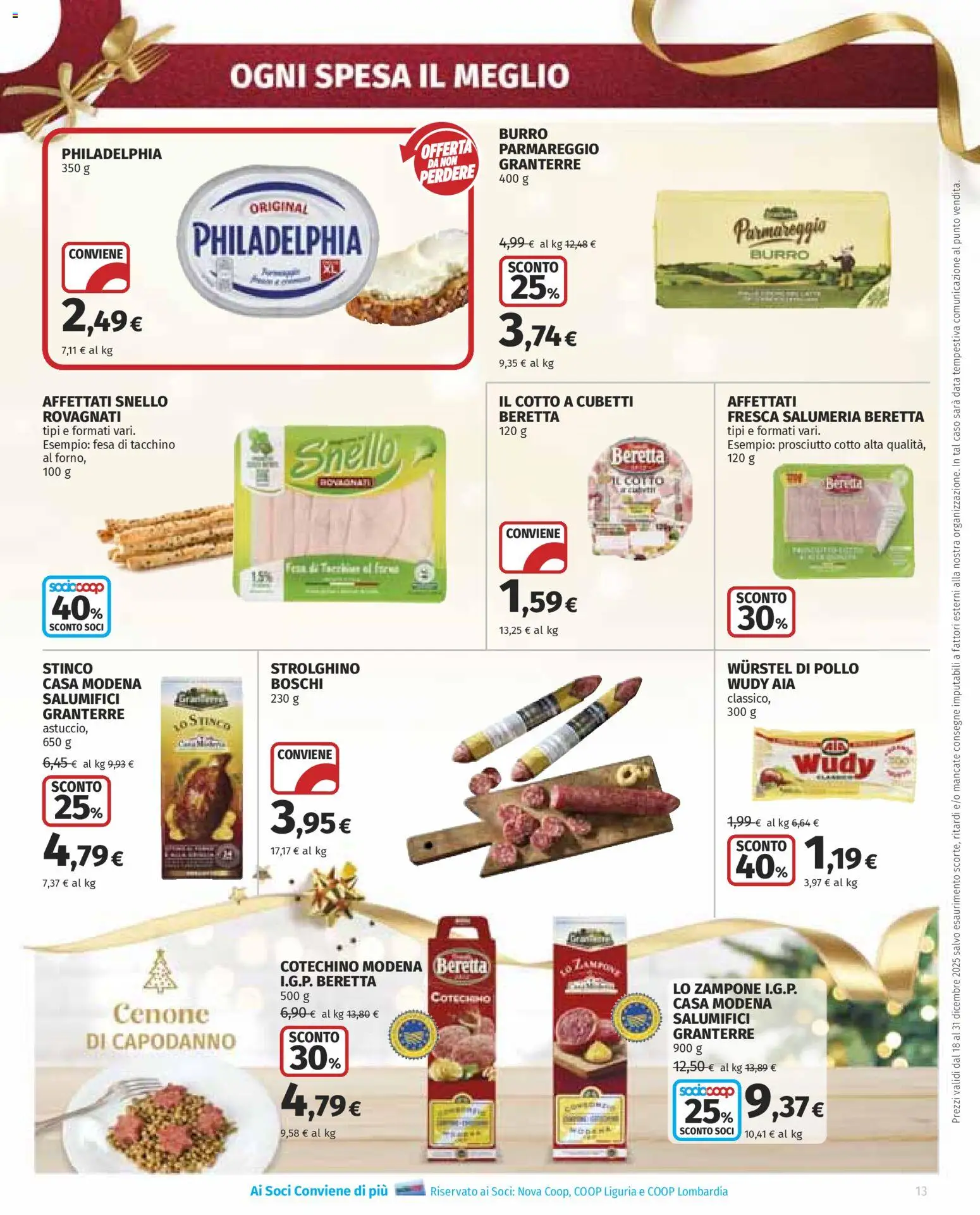 Volantino Ipercoop del 18.12.2025 | Pagina: 13 | Prodotti: Prosciutto Cotto, Pollo, Wurstel, Data
