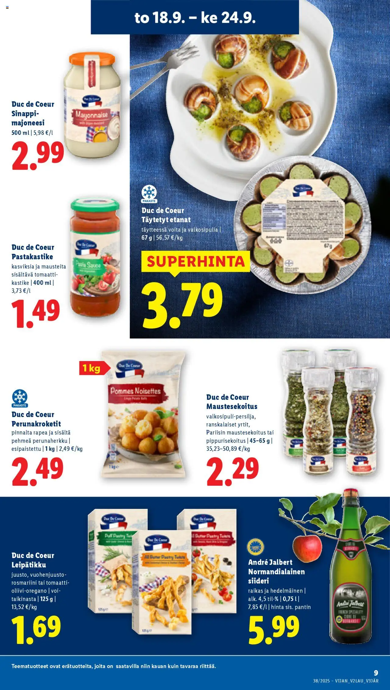 Lidl tarjoukset – voimassa 18.09.2025 alkaen | Sivu: 11 | Tuotteet: Majoneesi, Siideri, Voi, Vuohenjuusto