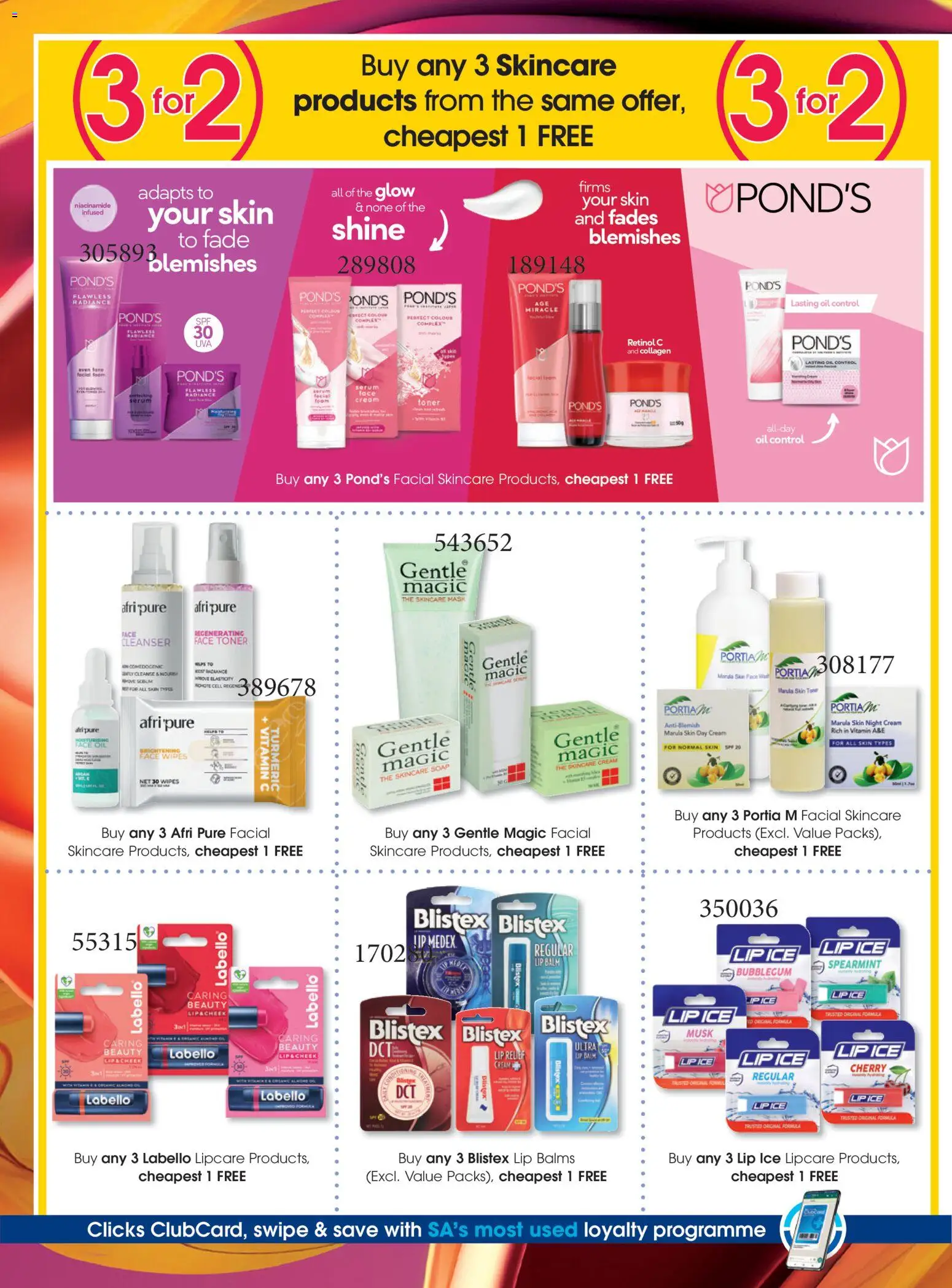 New Clicks catalogue – valid from 25.03.2026 | Page: 12 | Products: Mask, Soap, Night cream, Lip balm