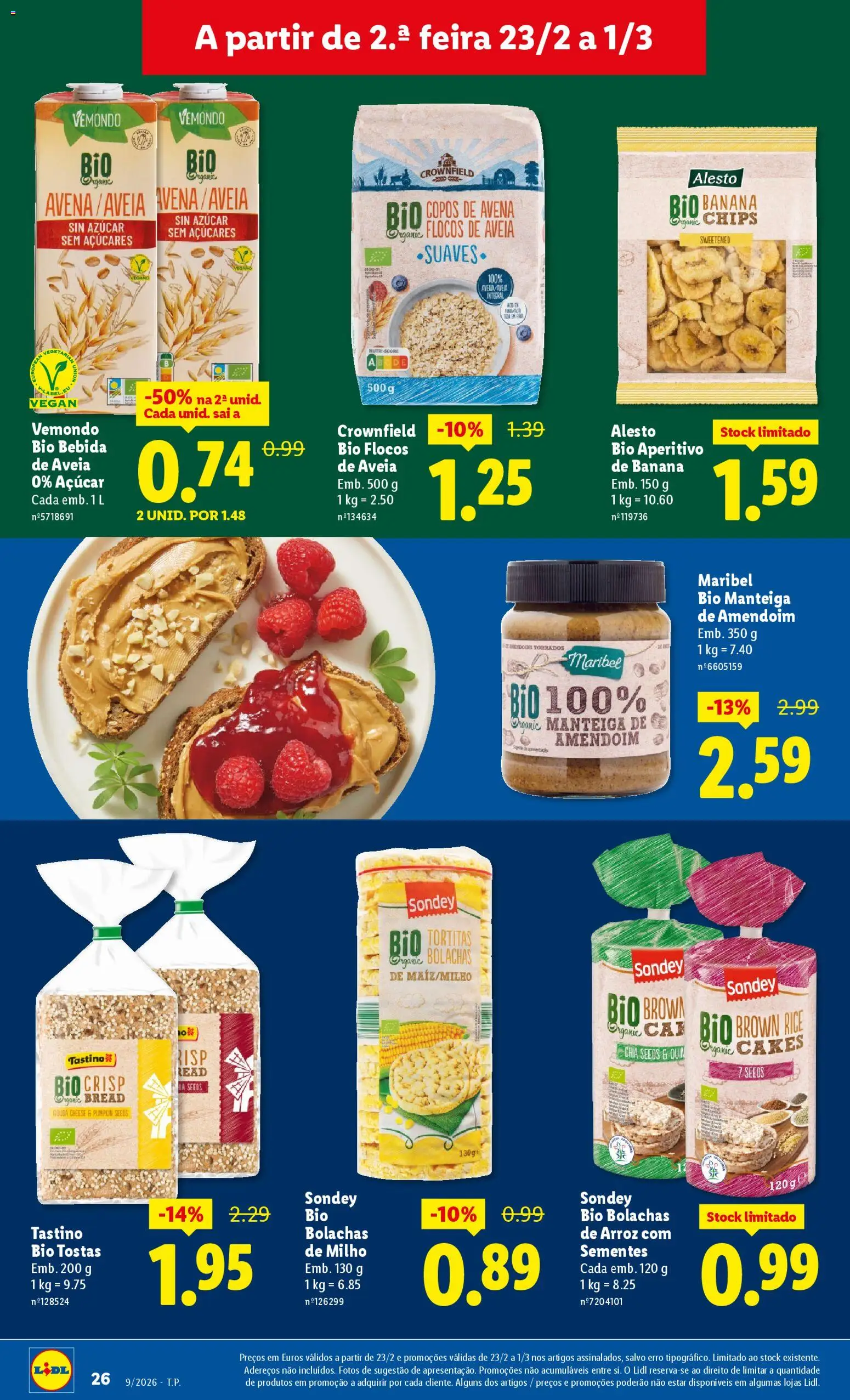 Lidl folheto │ válido de 23.02.2026 | Página: 26 | Produtos: Aveia, Tostas, Milho, Bebida