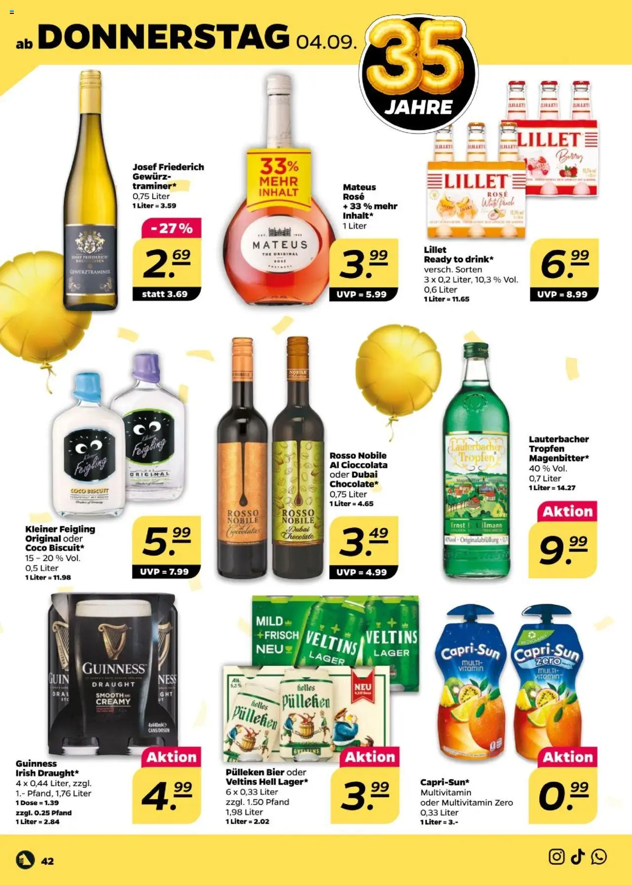 Netto Prospekt 	 - gültig ab dem 01.09.2025 | Seite: 42 | Produkte: Bier, Kleiner feigling, Lillet, Veltins