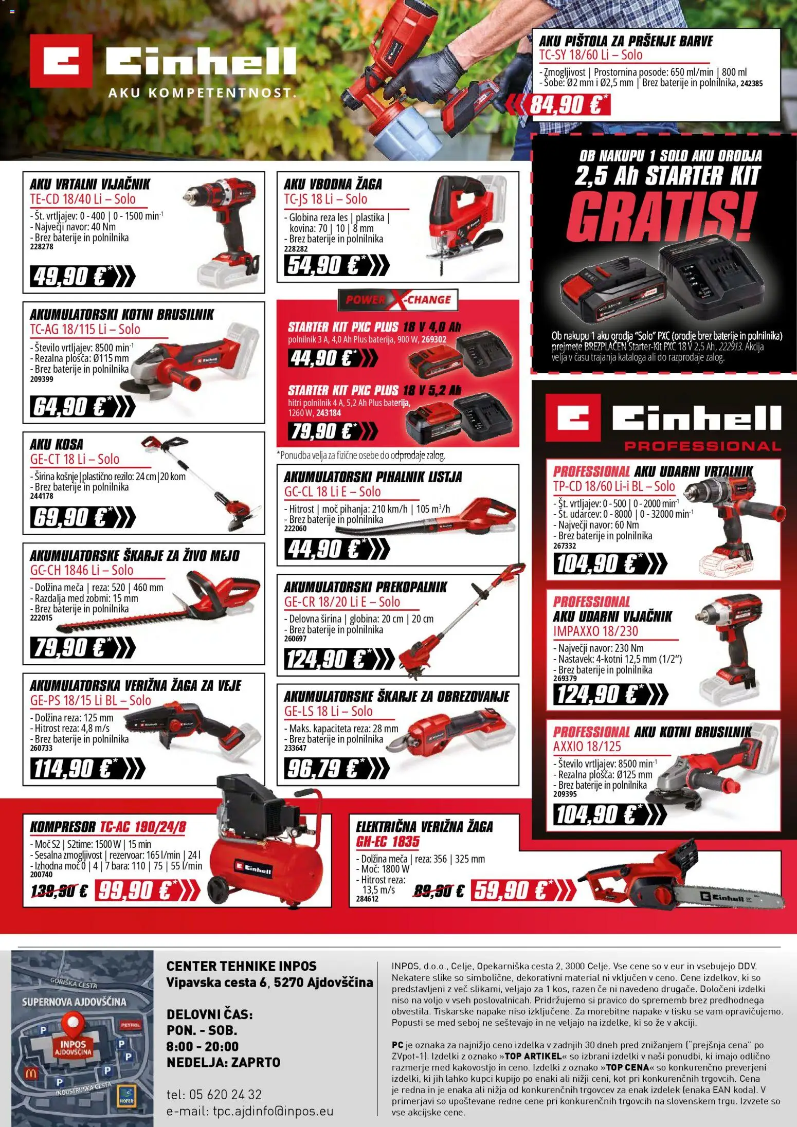 Novi Inpos katalog ponudbe – veljaven od 02.03.2026 | Stran: 20 | Izdelki: Škarje za živo mejo, Baterije, Orodje, Vrtalnik