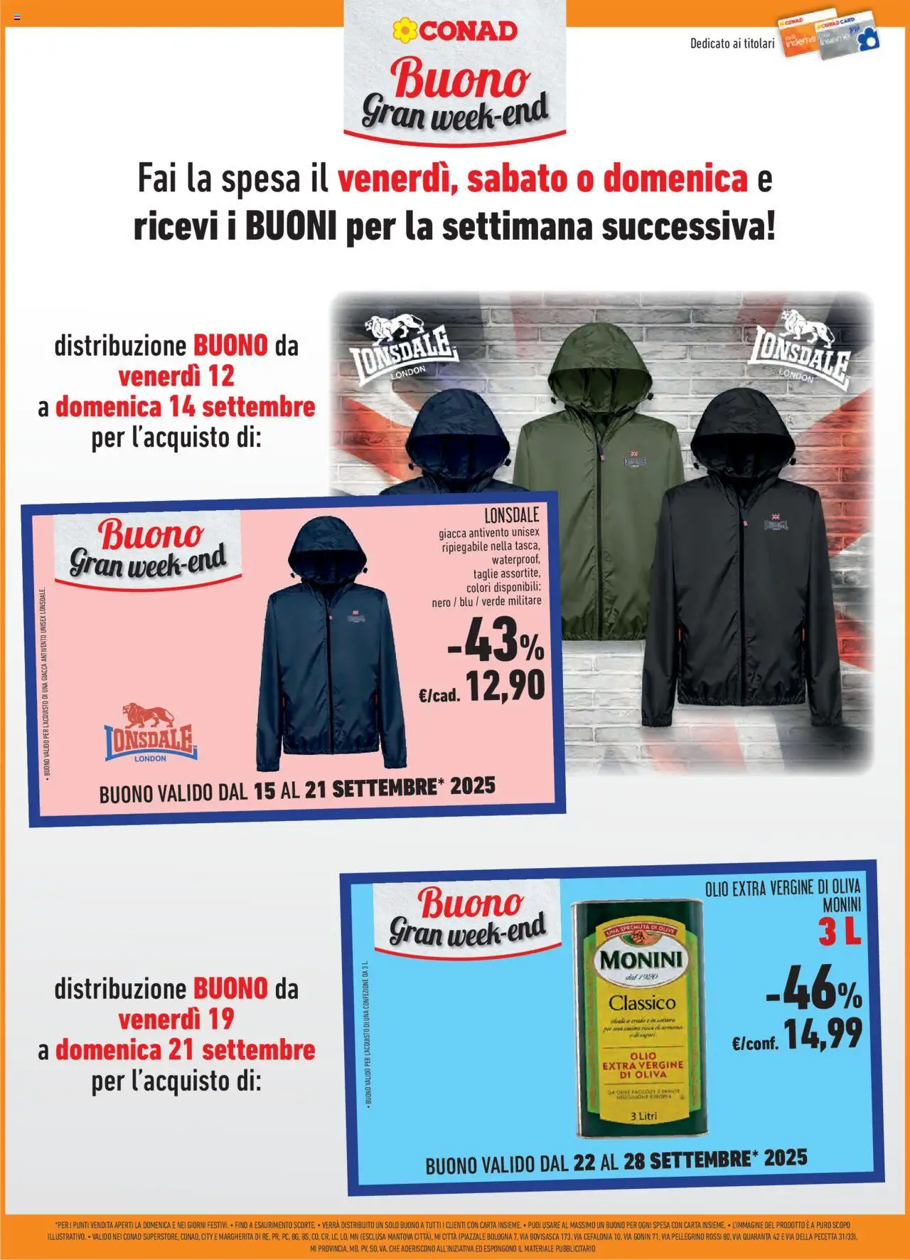 Volantino Conad del 10.09.2025 | Pagina: 11 | Prodotti: Giacca, Olio, Olive, Olio extra vergine