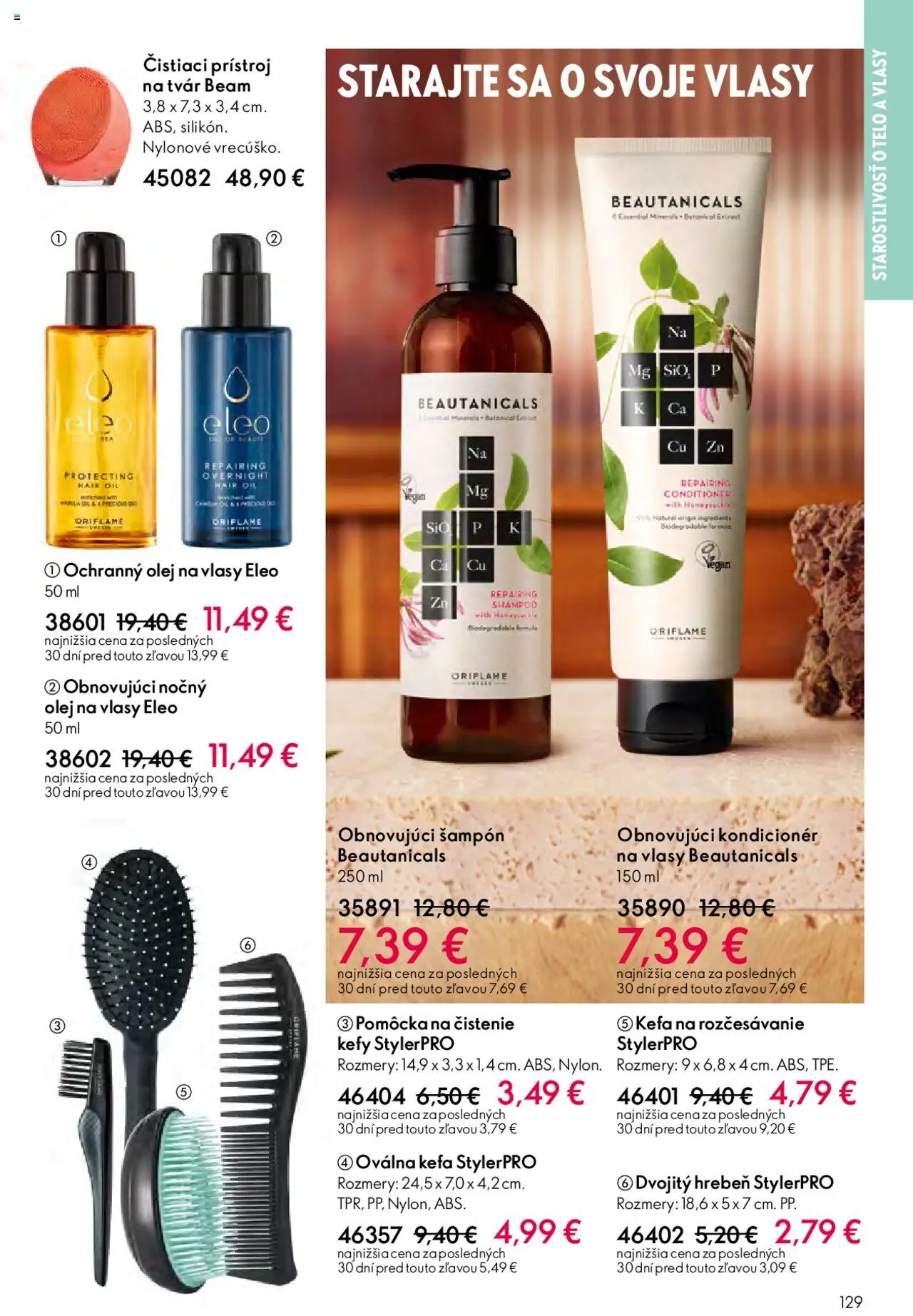 Nové Oriflame akcie – leták je platný od 01.10.2025 | Strana: 129 | Produkty: Šampón, Kondicionér, Olej na vlasy, Hrebeň