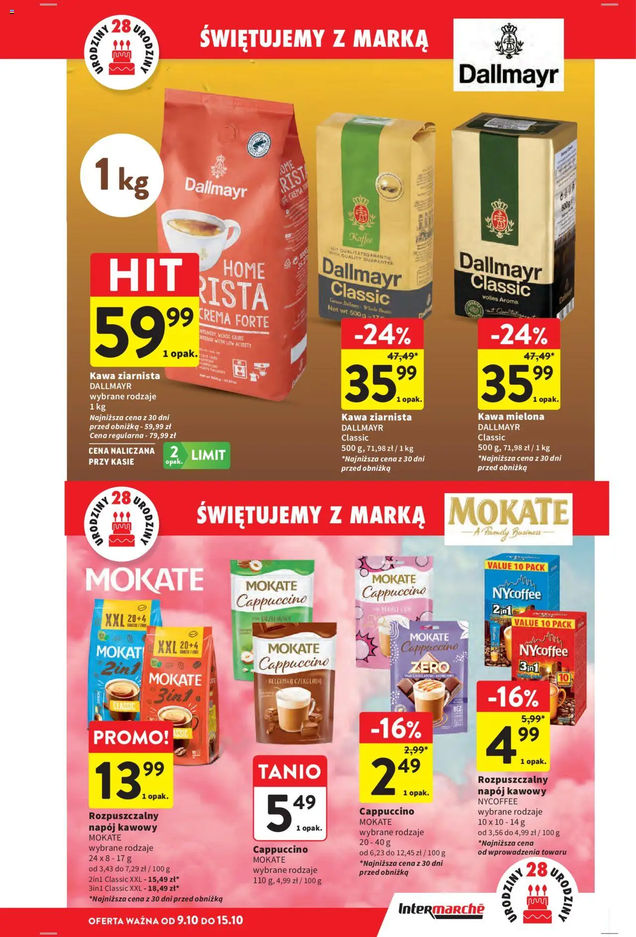 Intermarche Gazetka od 09.10.2025 | Strona: 15 | Produkty: Kawa ziarnista, Cappuccino, Kawa, Czekolada