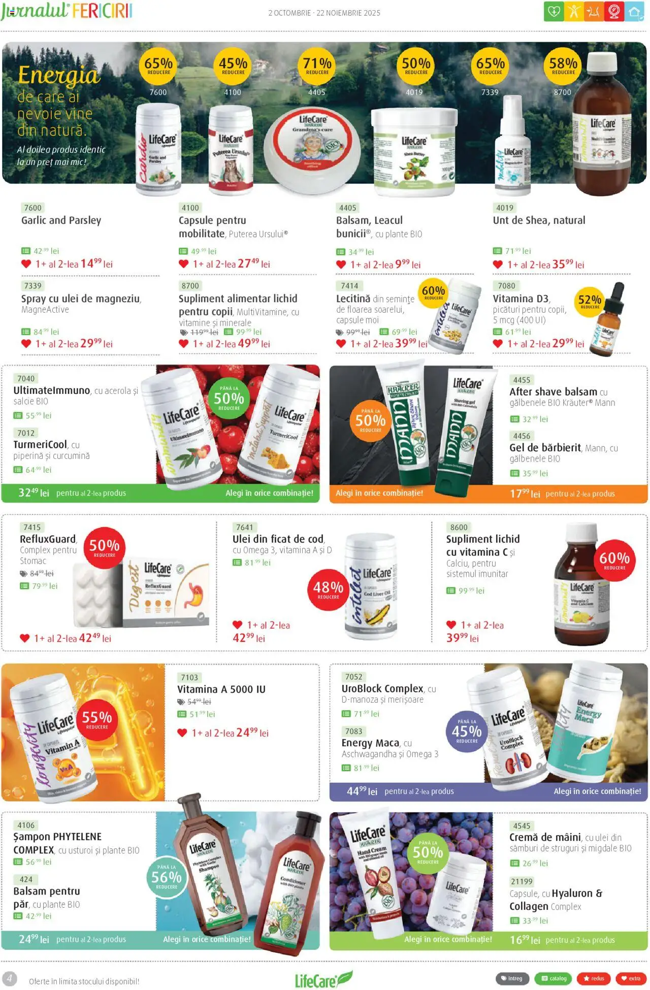 Noul catalog Life Care – valabil de la 02.10.2025 | Pagină: 4 | Produse: Chaussures de ski, Migdale, Balsam, Cremă