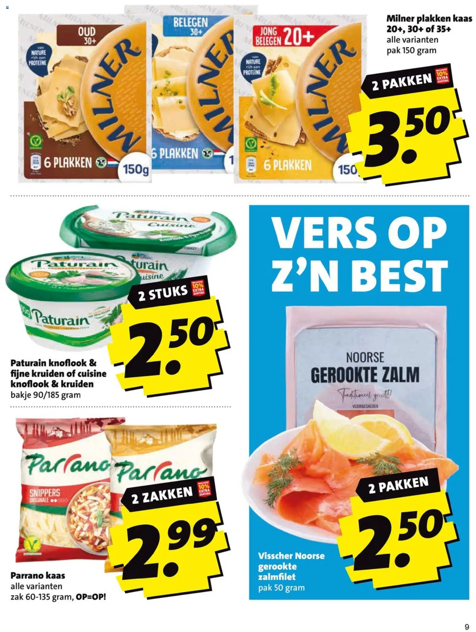 {H1} | Pagina: 9 | Producten: Kaas, Zalm, Zak, Knoflook