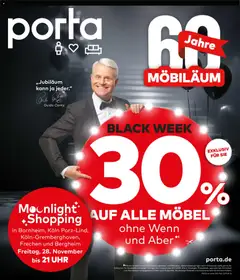 Porta! Unglaubliche Black Deals, 30% auf ALLE Möbel und verlängerte Öffnungszeiten am Black Friday! - Bergheim-Zieverich ab 24.11.2025 gültig