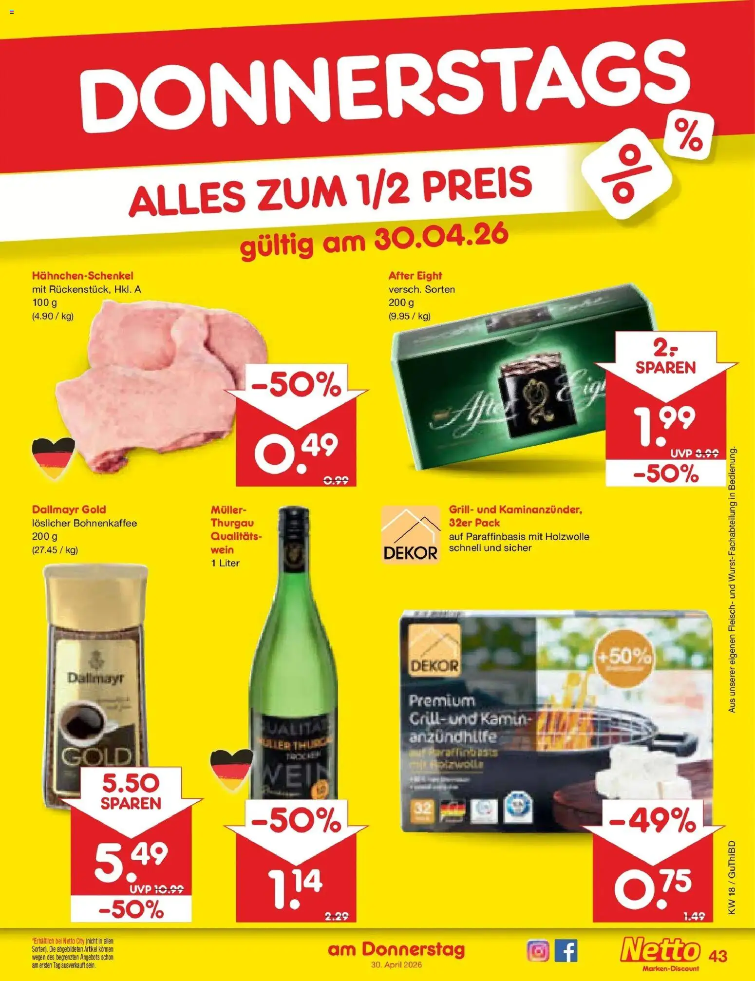 Netto Marken-Discount Prospekt Augustusburg	 – gültig ab 27.04.2026 | Seite: 61 | Produkte: Grill, Kamin, Hahnchenschenkel, Dallmayr