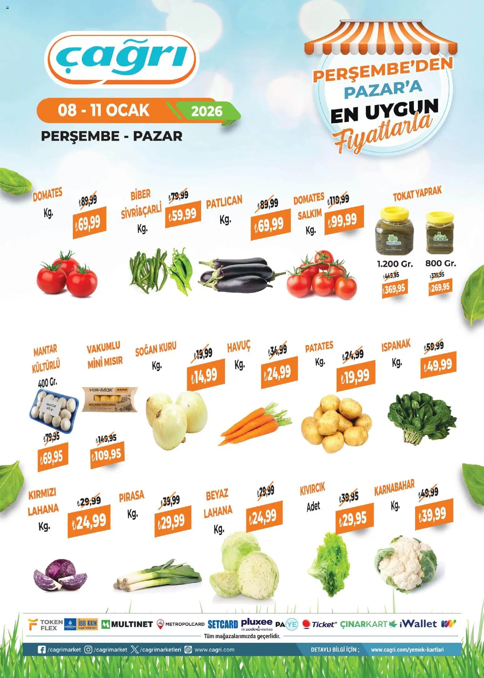 Çağrı Market - Manav Katalog - 08.01.2026 tarihinden itibaren geçerlidir | Sayfa: 2 | Ürünler: Domates, Patates, Karnabahar, Mısır