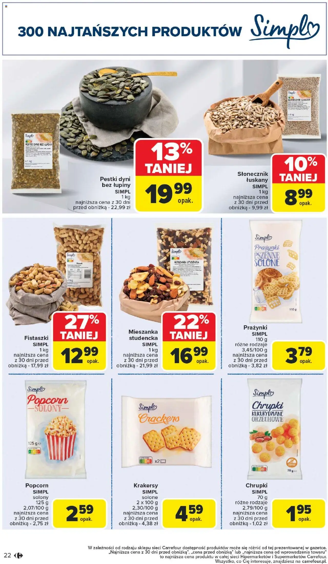 Carrefour Gazetka - Produkt Carrefour od poniedziałku od 02.06.2025 | Strona: 22 | Produkty: Chrupki, Popcorn, Pestki dyni, Słonecznik łuskany
