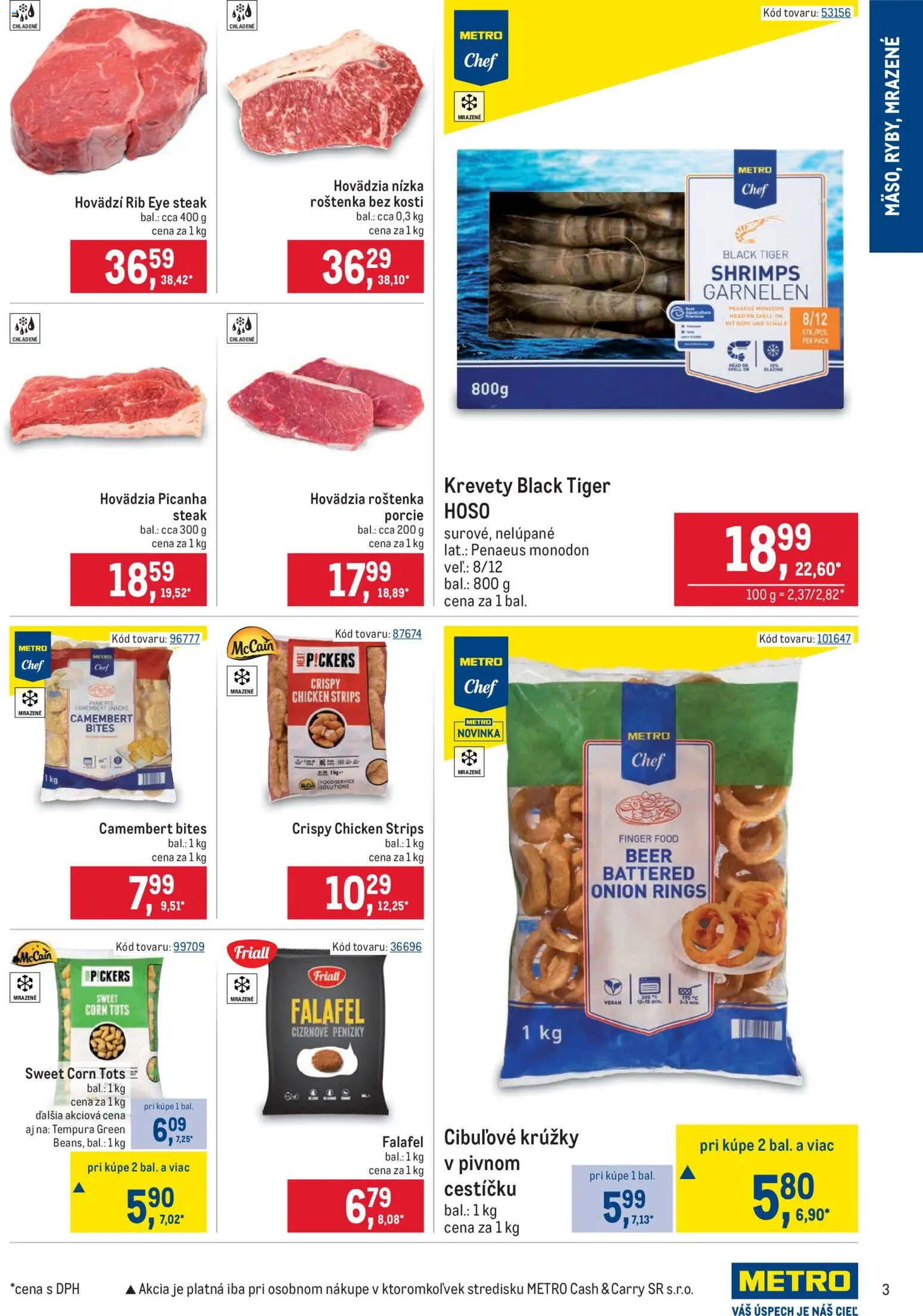 Nové Metro akcie – leták je platný od 22.04.2026 | Strana: 3 | Produkty: Krevety, Steak