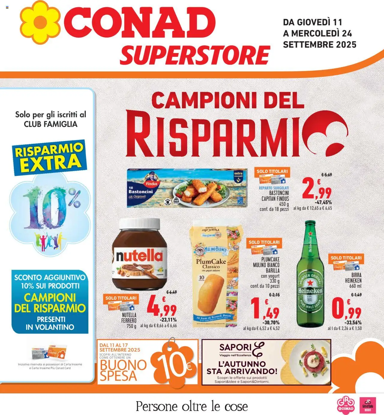 Volantino Conad del 11.09.2025 | Pagina: 1 | Prodotti: Yogurt, Birra, Plumcake, Heineken