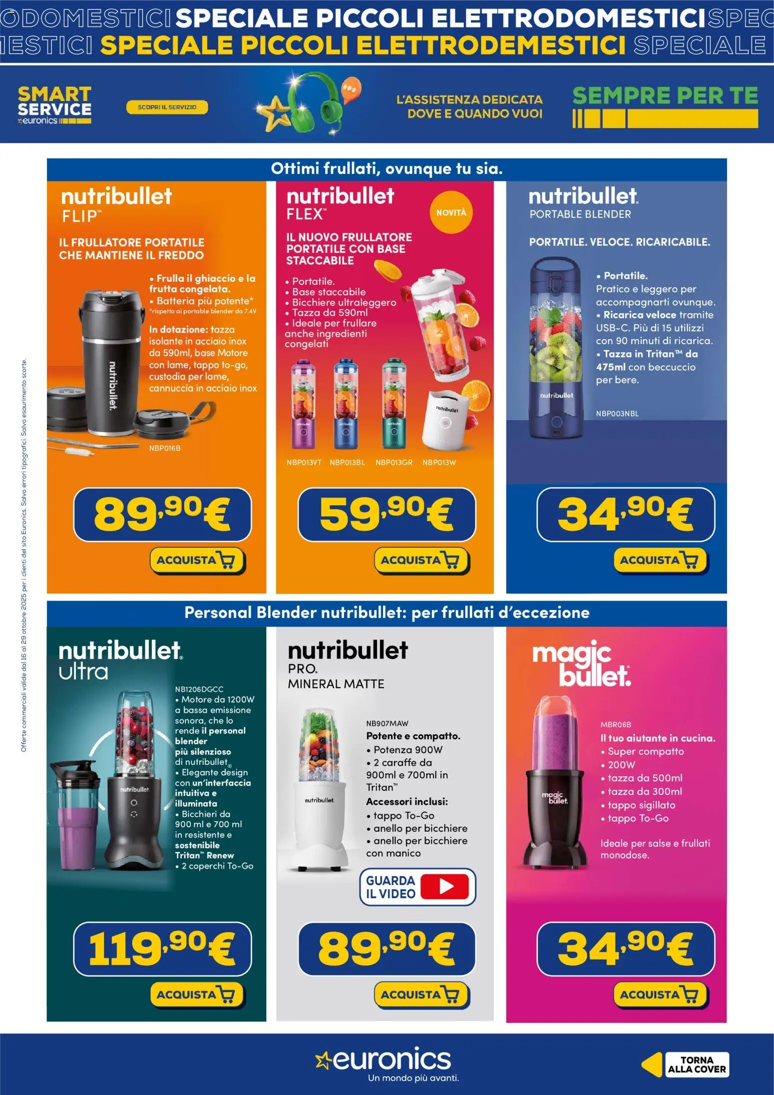 Volantino Euronics del 16.10.2025 | Pagina: 6 | Prodotti: Frullatore, Tè, Frutta, Video