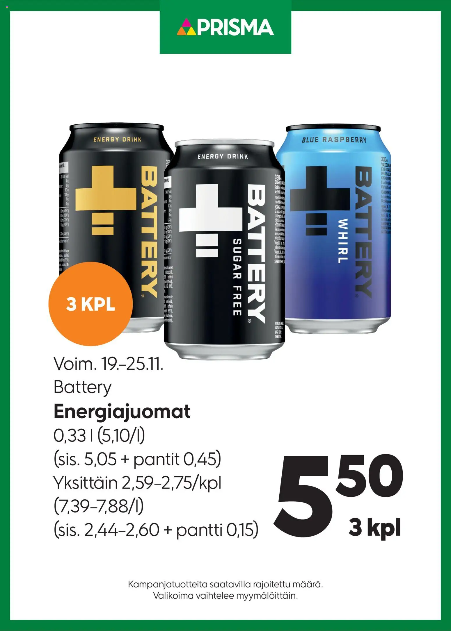 Prisma tarjoukset Energiajuomat – voimassa 19.11.2025 alkaen | Sivu: 1