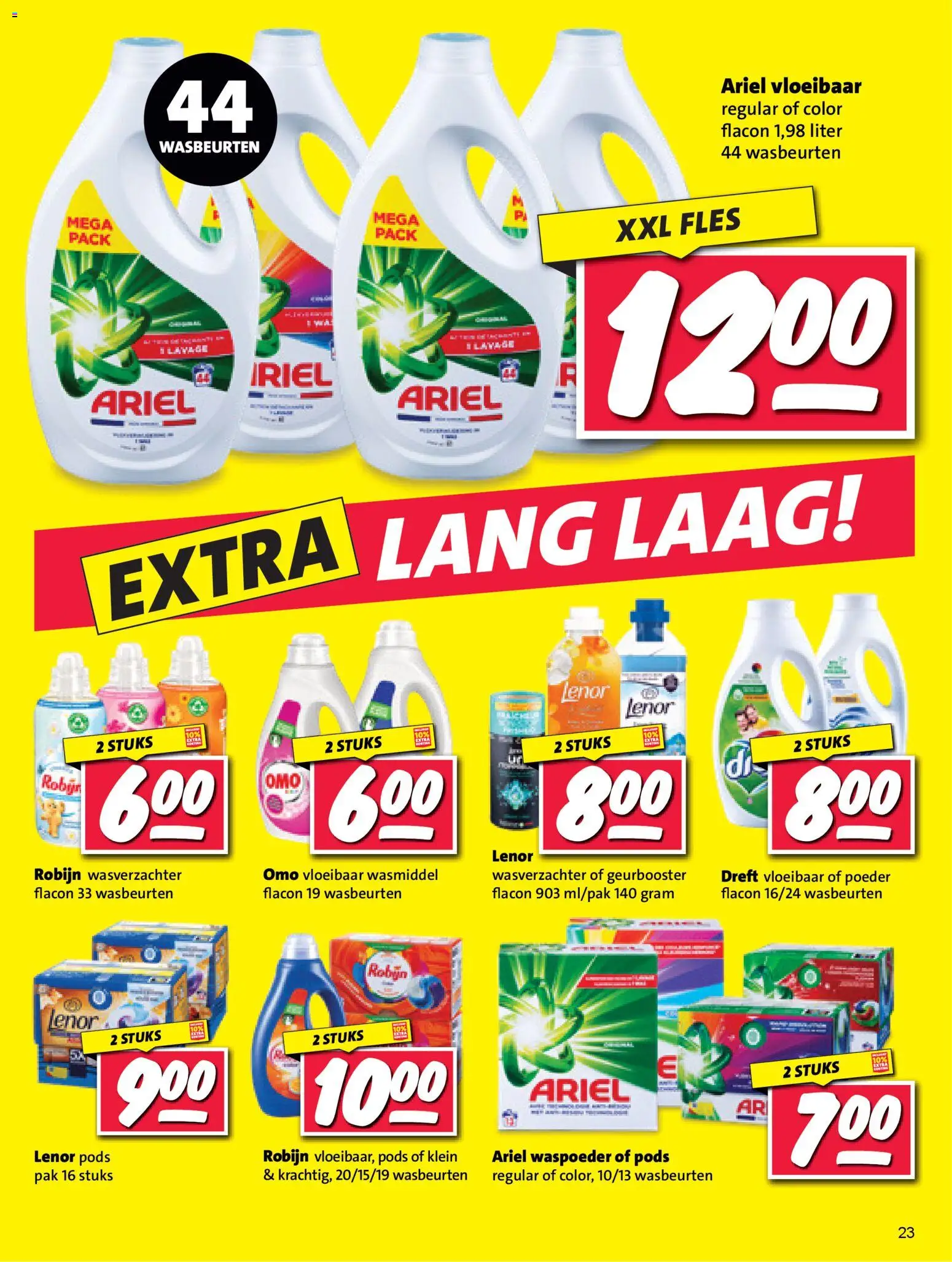 {H1} | Pagina: 23 | Producten: Wasmiddel, Wasverzachter, Fles, Poeder