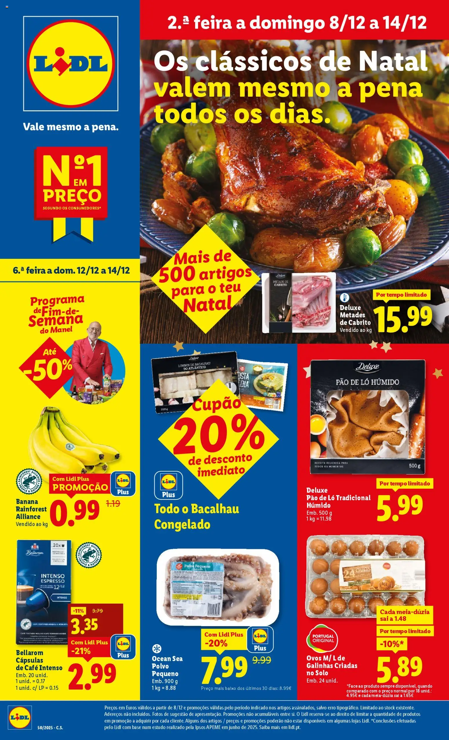 Lidl folheto │ válido de 08.12.2025 | Página: 1 | Produtos: Bacalhau, Cabrito, Base, Pão