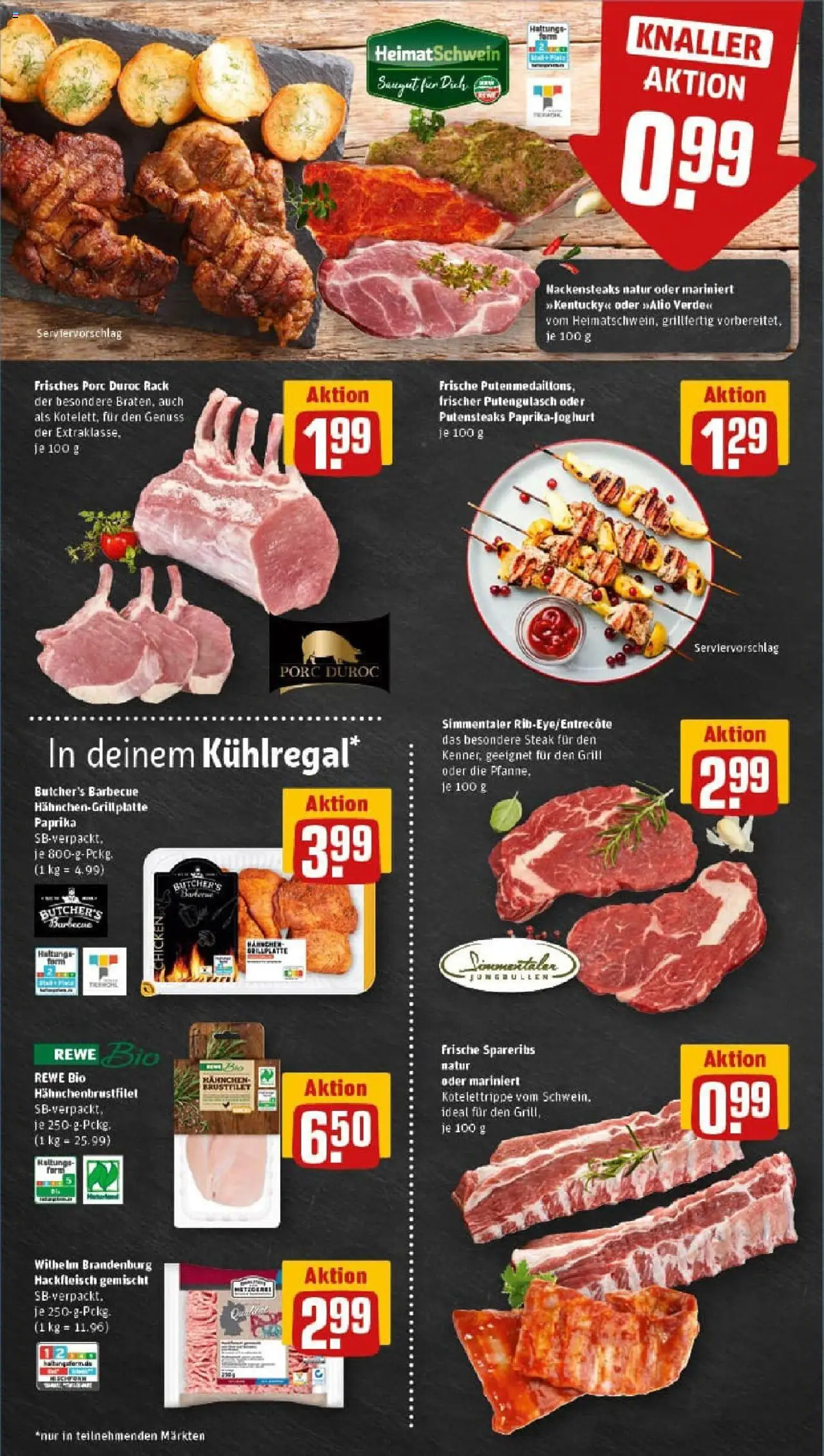 Rewe prospekt Duisburg / Bergheim	 - gültig ab dem 22.06.2025 | Seite: 6 | Produkte: Grill, Hahnchen, Steak, Hackfleisch