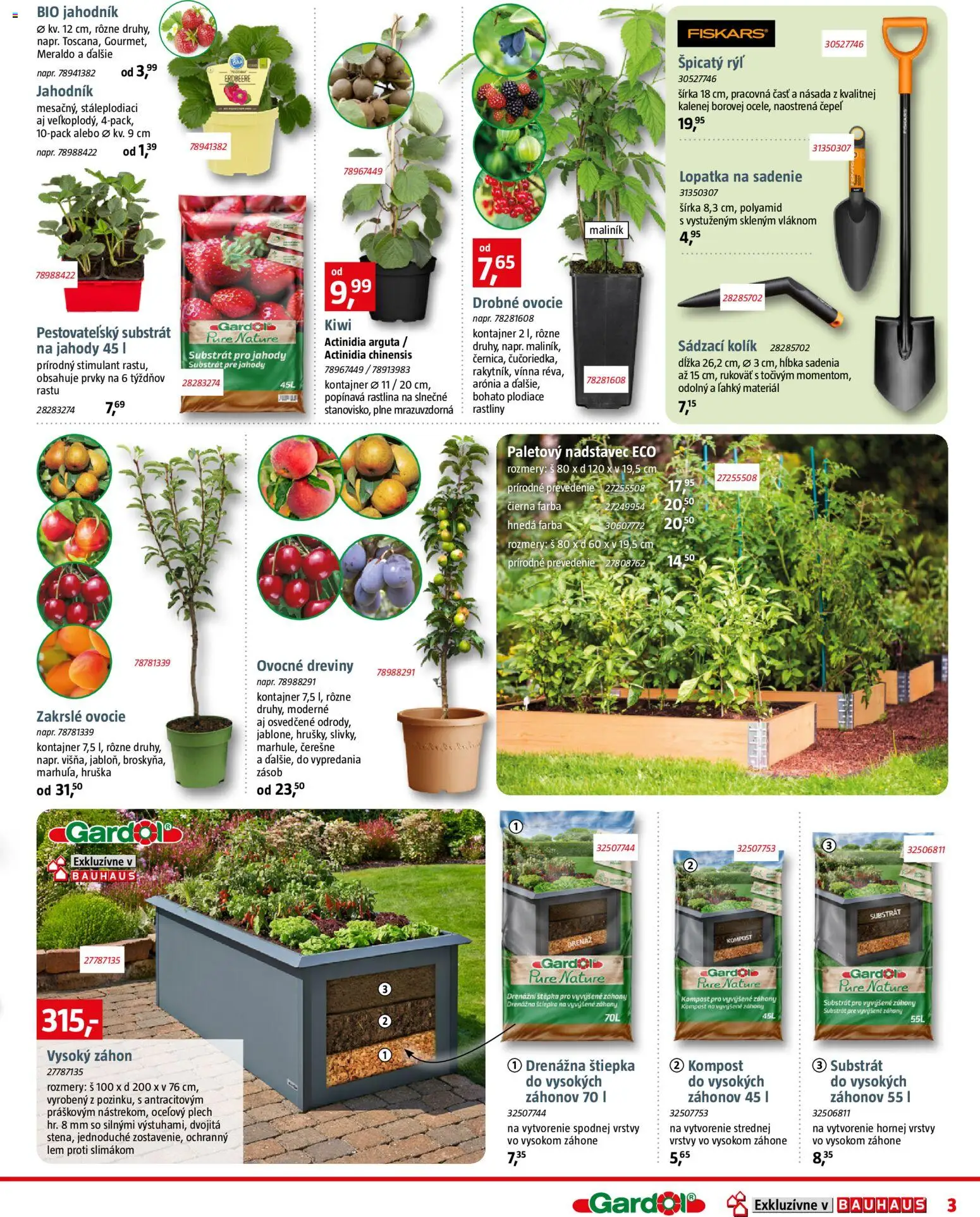 Nové Bauhaus akcie – leták je platný od 07.04.2026 | Strana: 3 | Produkty: Kiwi, Substrát, Čerešne, Ovocie