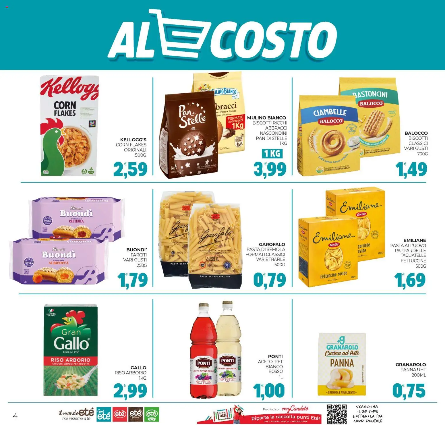 Volantino Eté del 21.11.2025 | Pagina: 4 | Prodotti: Riso, Biscotti, Fettuccine, Vino rosso