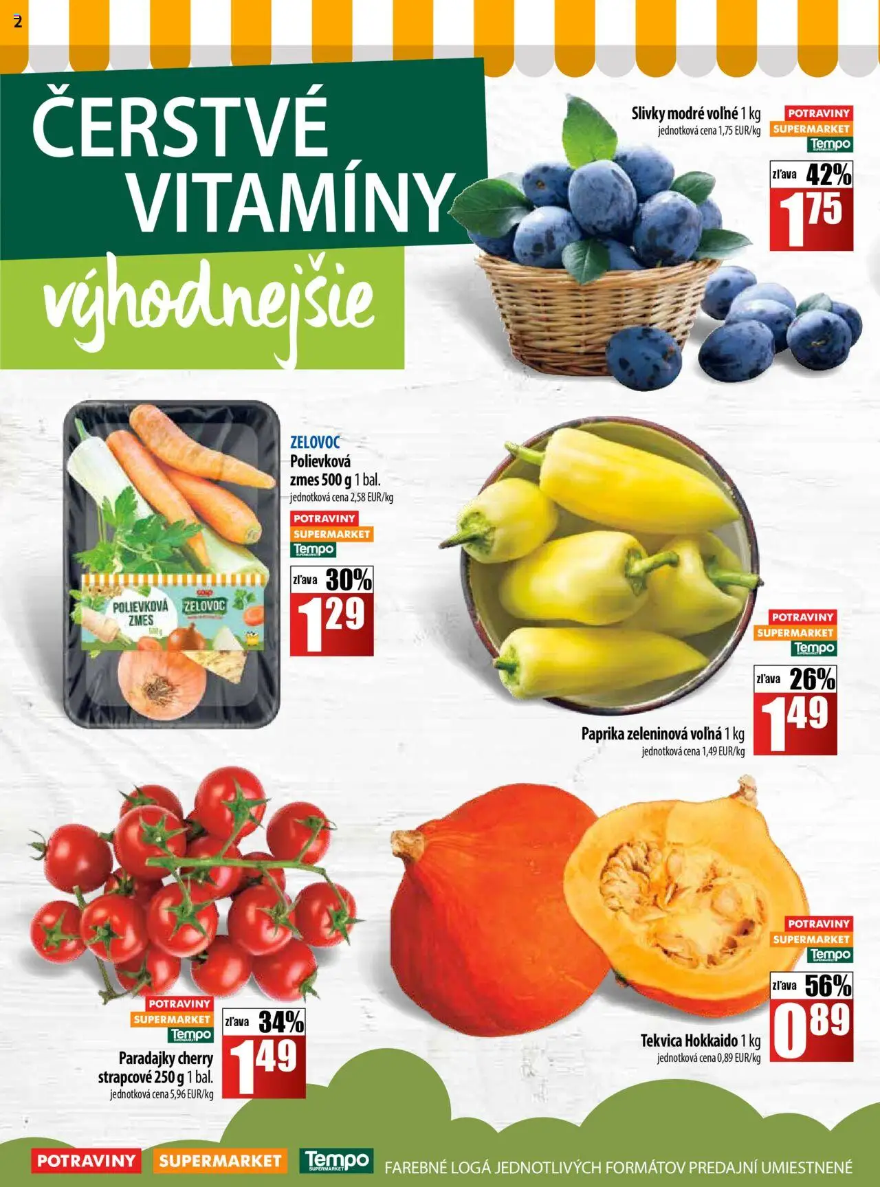 Nové COOP Jednota akcie – leták je platný od 18.09.2025 | Strana: 2 | Produkty: Paprika, Paradajky, Slivky