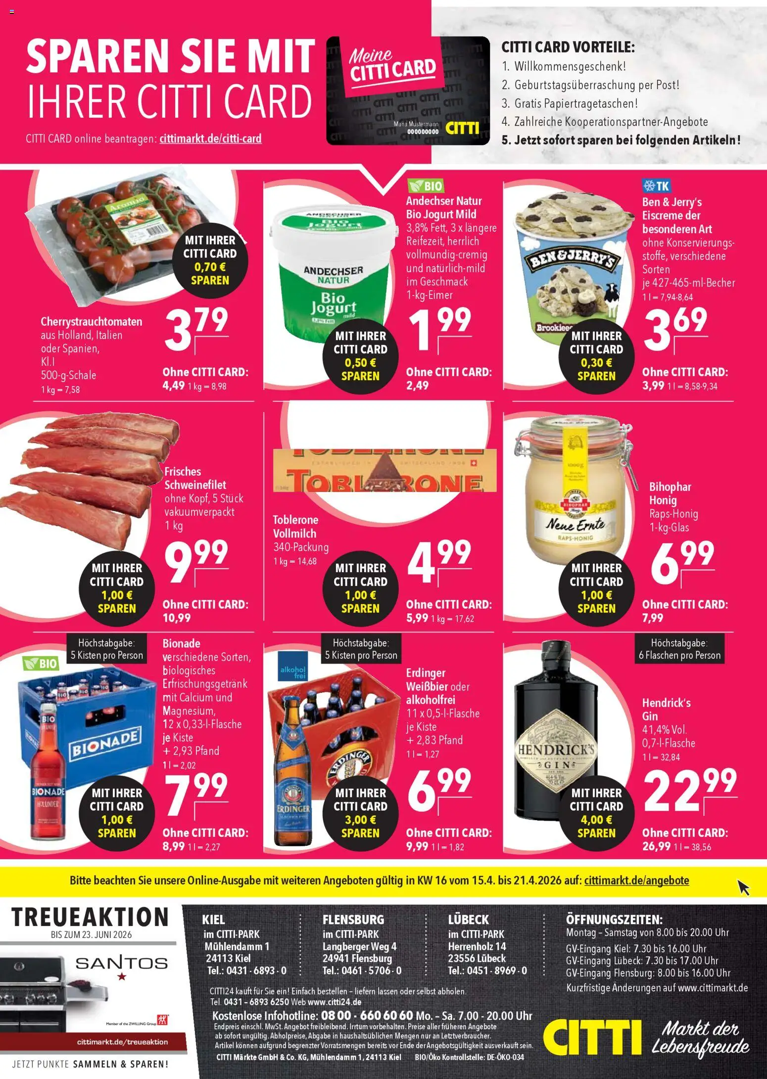 CITTI Markt Prospekt 	 – gültig ab 15.04.2026 | Seite: 22 | Produkte: Erdinger, Ben & Jerry's, Schweinefilet, Uhr