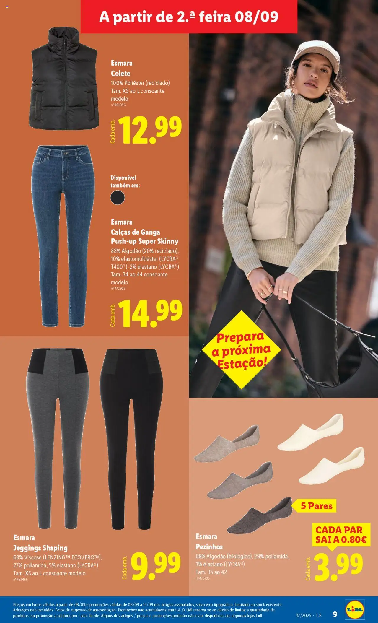 Lidl Novidades │ válido de 08.09.2025 | Página: 9 | Produtos: Algodão, Calças, Saia, Colete