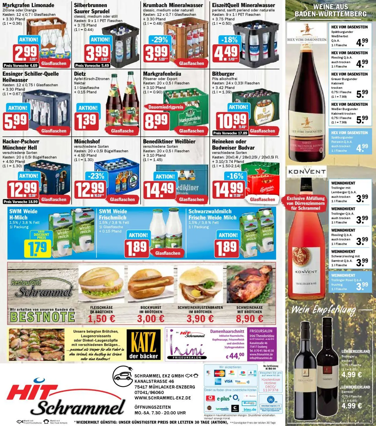 HIT - Baden-Württemberg - gültig ab dem 11.08.2025 | Seite: 18 | Produkte: Bockwurst, Weißbier, Rotwein, Mineralwasser