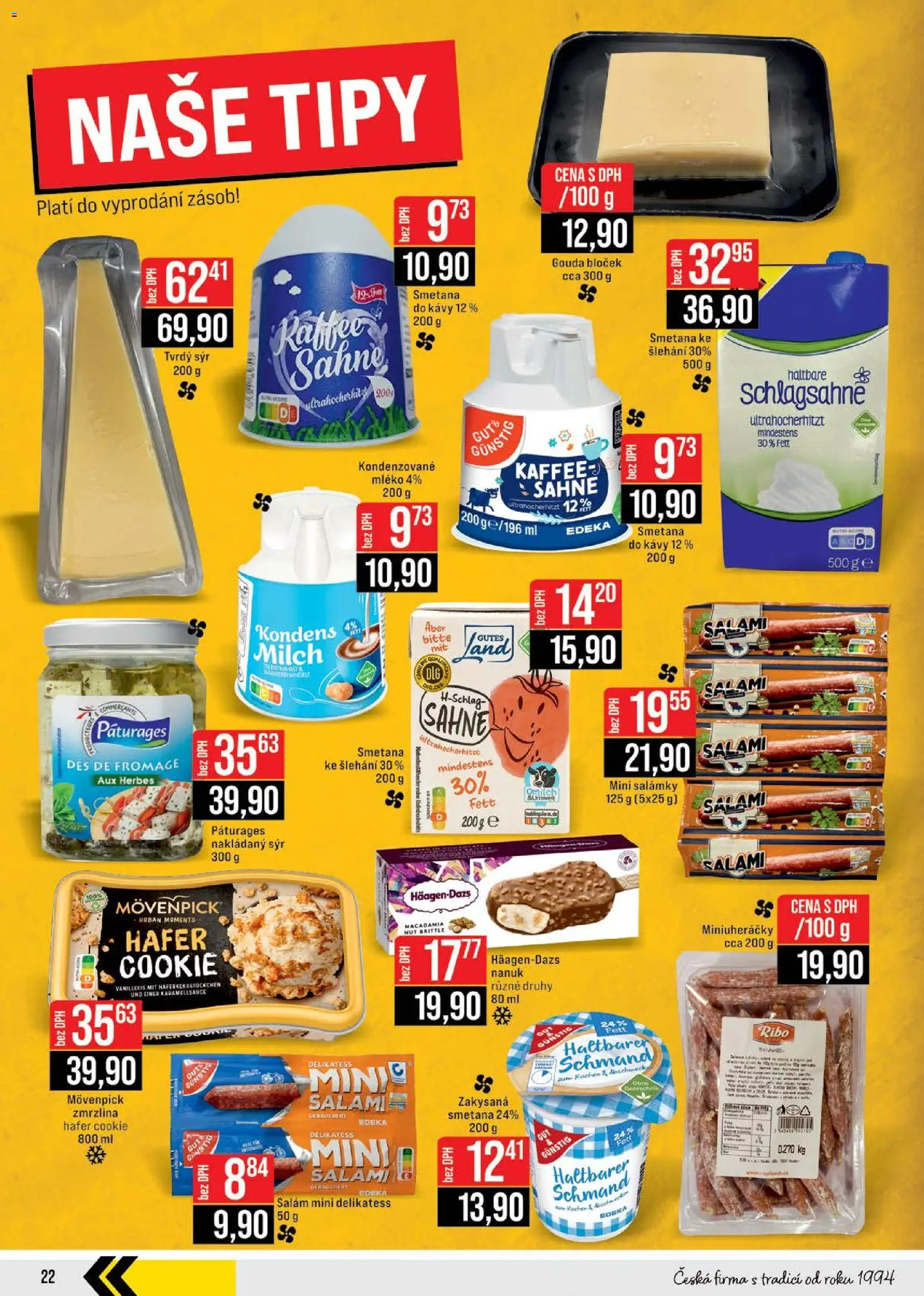 Jip leták - Cash & Carry od 24.12.2025 | Strana: 22 | Produkty: Salám, Smetana, Smetana do kávy, Tvrdý sýr