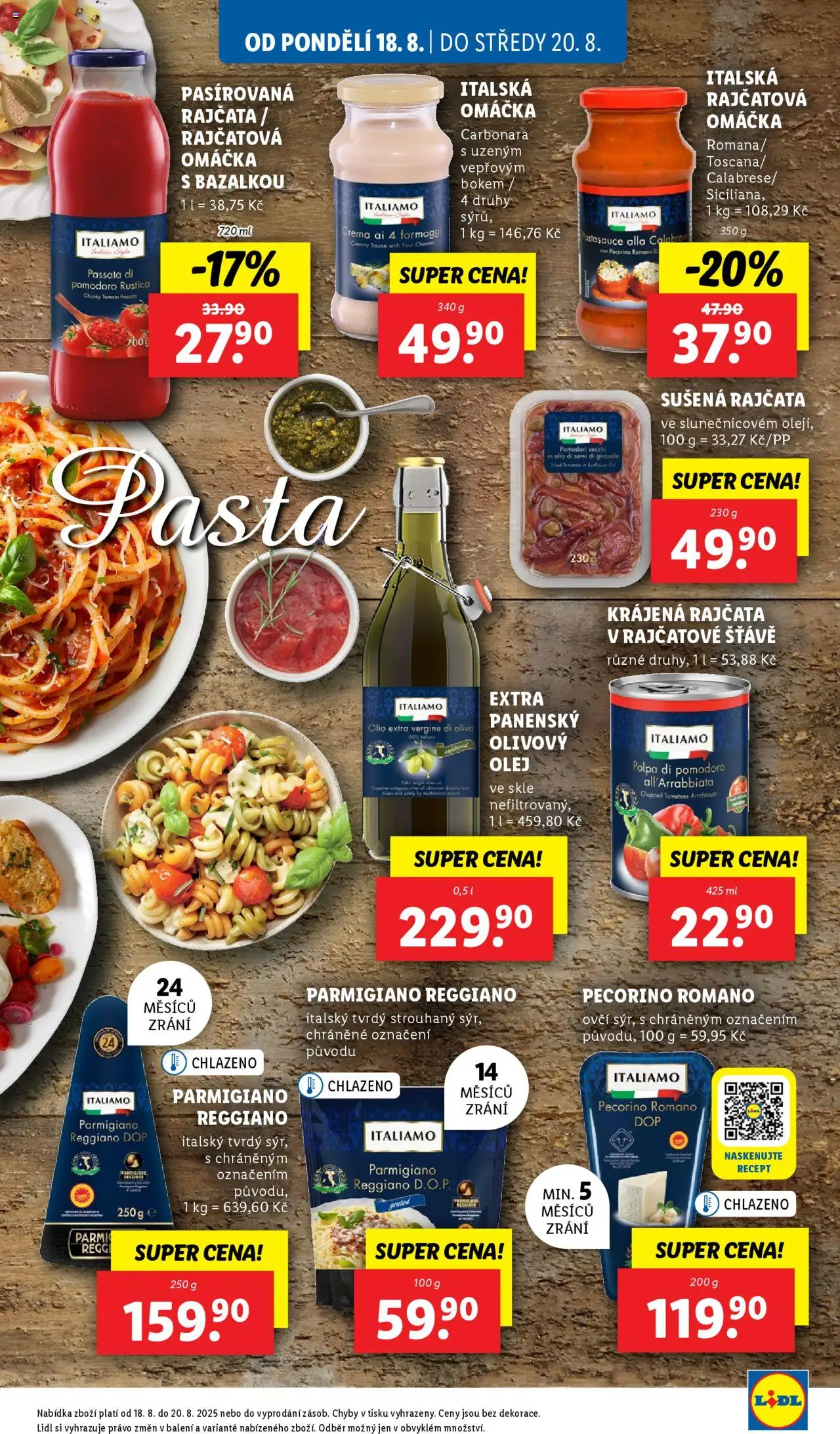 Lidl leták od 18.08.2025 | Strana: 19 | Produkty: Pasírovaná rajčata, Rajčata, Passata, Pecorino