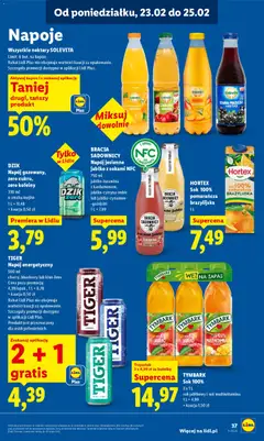 Pogląd oferty "Lidl Gazetka" - ważna od 23.02.2026 | Strona: 37 | Produkty: Sok multiwitamina, Sok jabłkowy, Napoje, Sok